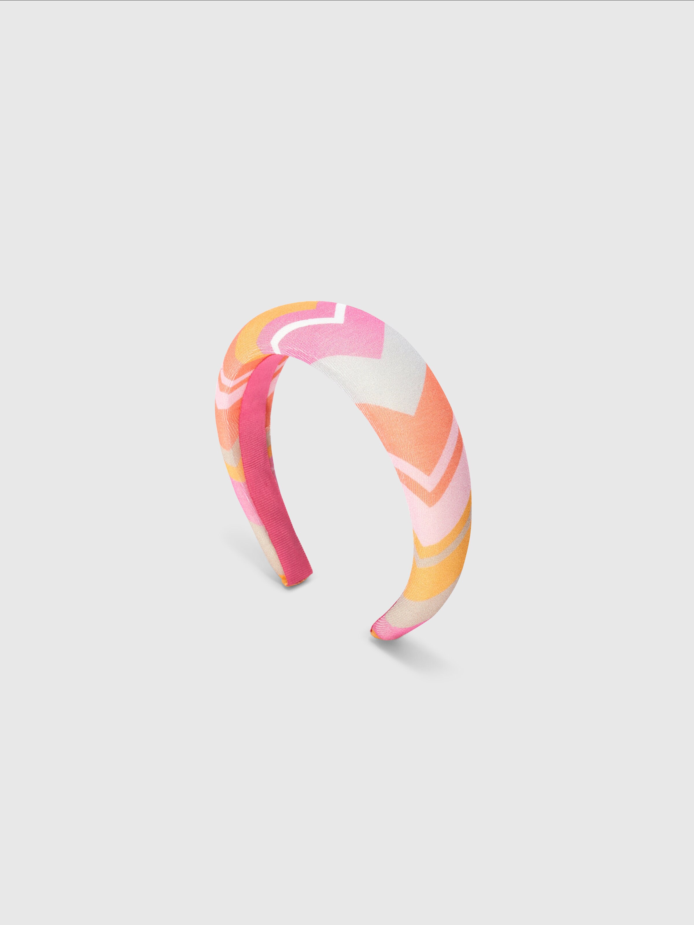 Rounded zig zag cotton headband, Fuchsia & Red - 0