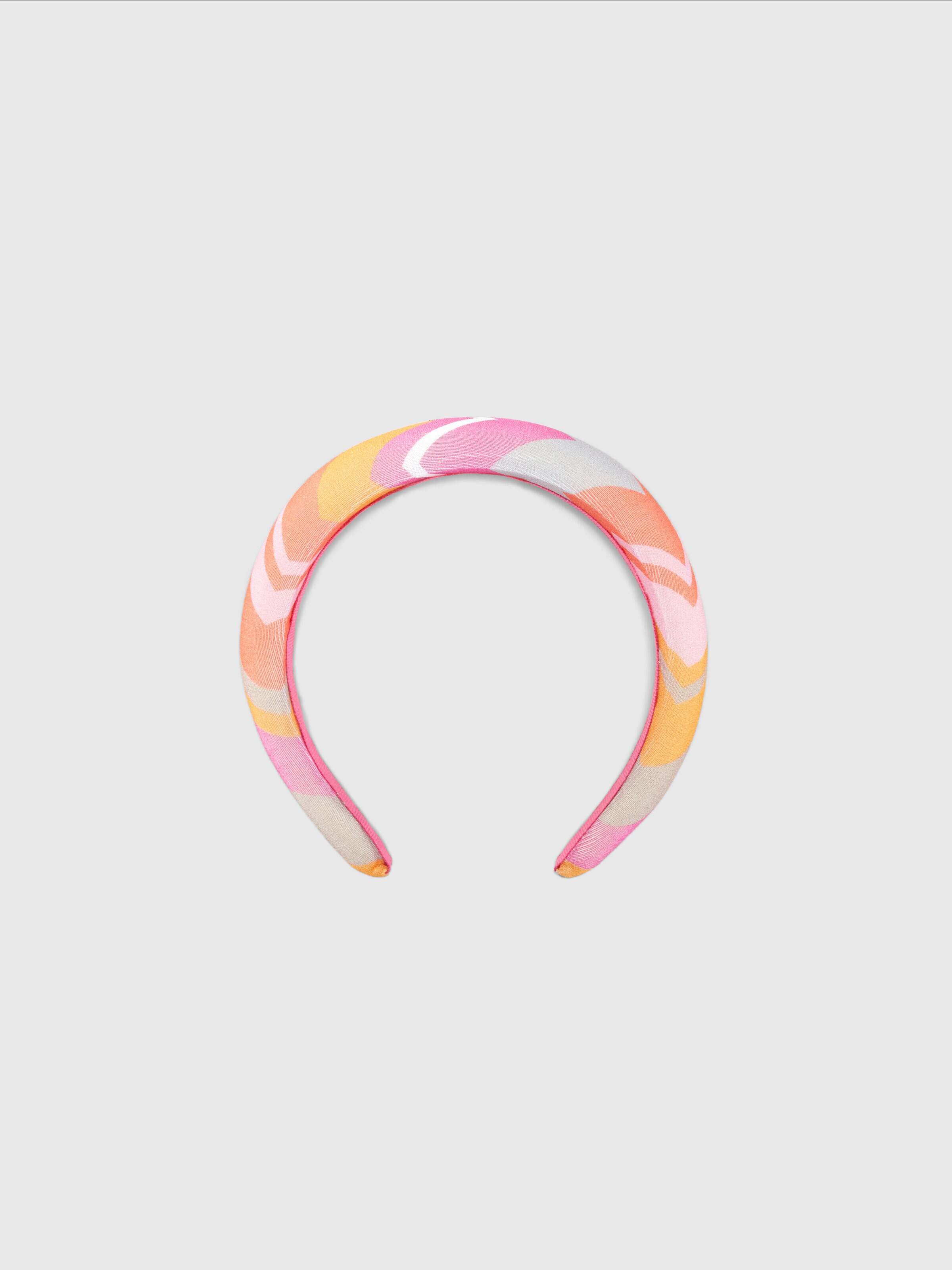 Rounded zig zag cotton headband, Fuchsia & Red - 1