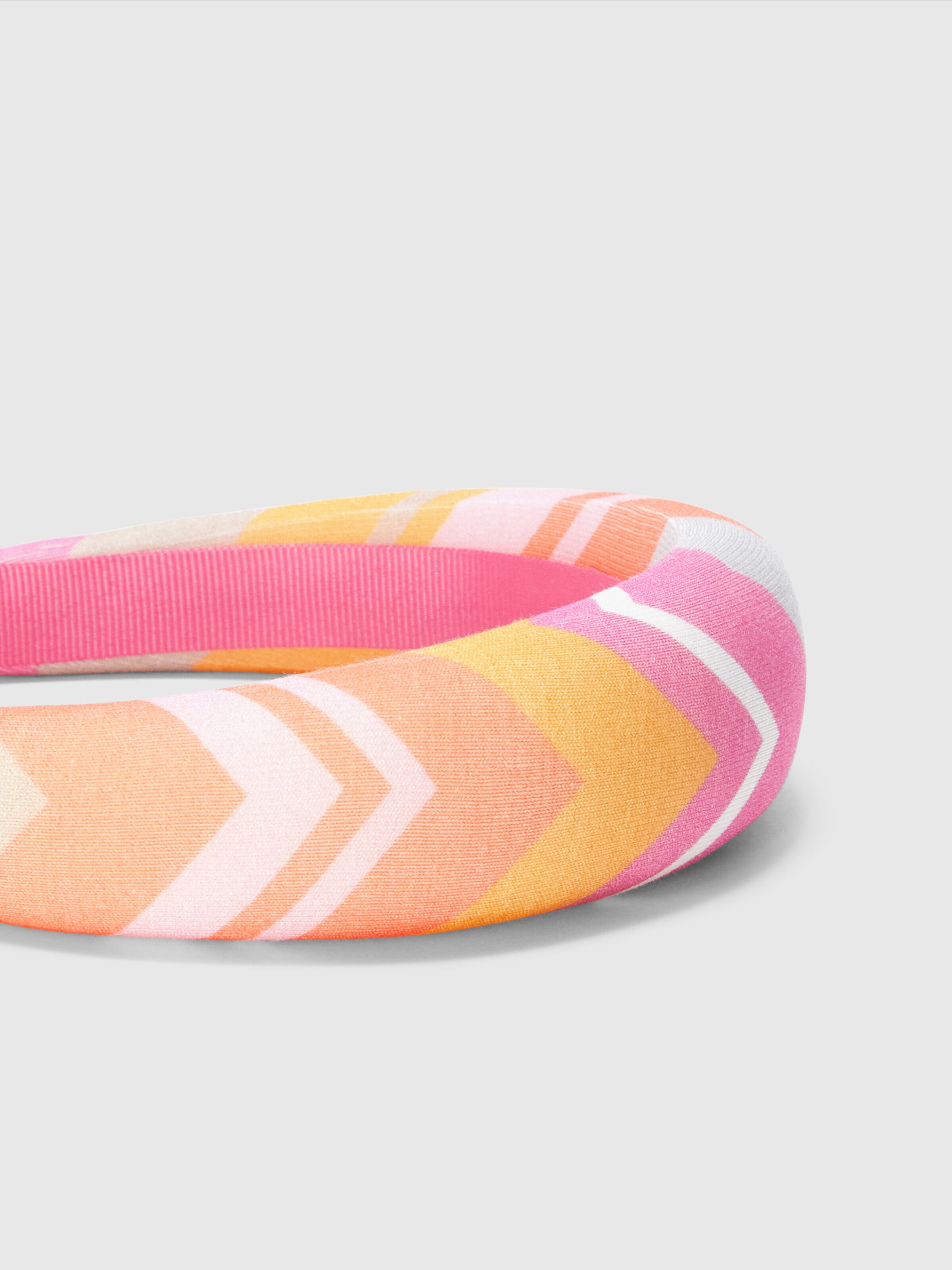 Rounded zig zag cotton headband, Fuchsia & Red - 2