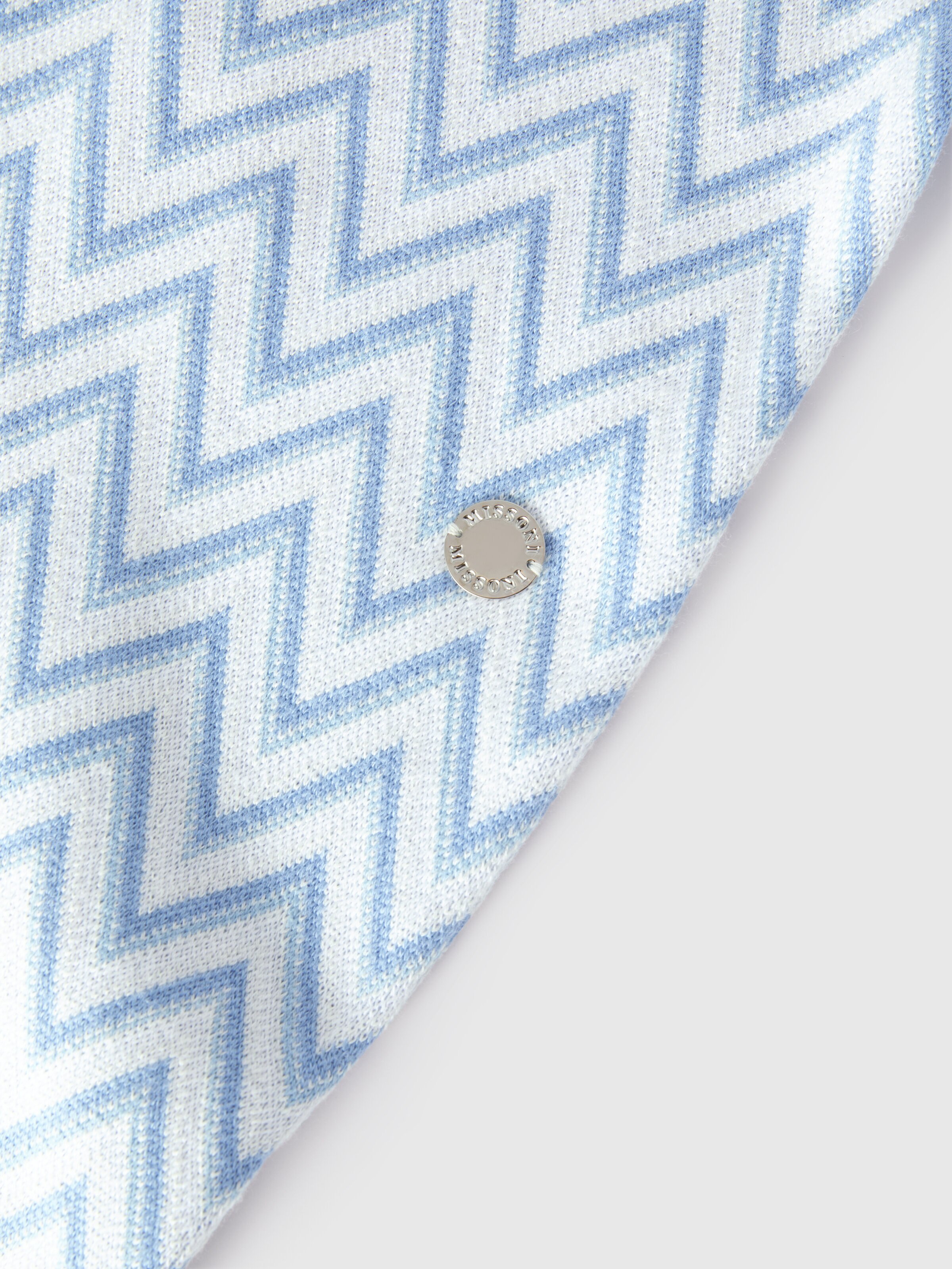Zig zag cotton and cashmere romper, Light Blue & White - 3