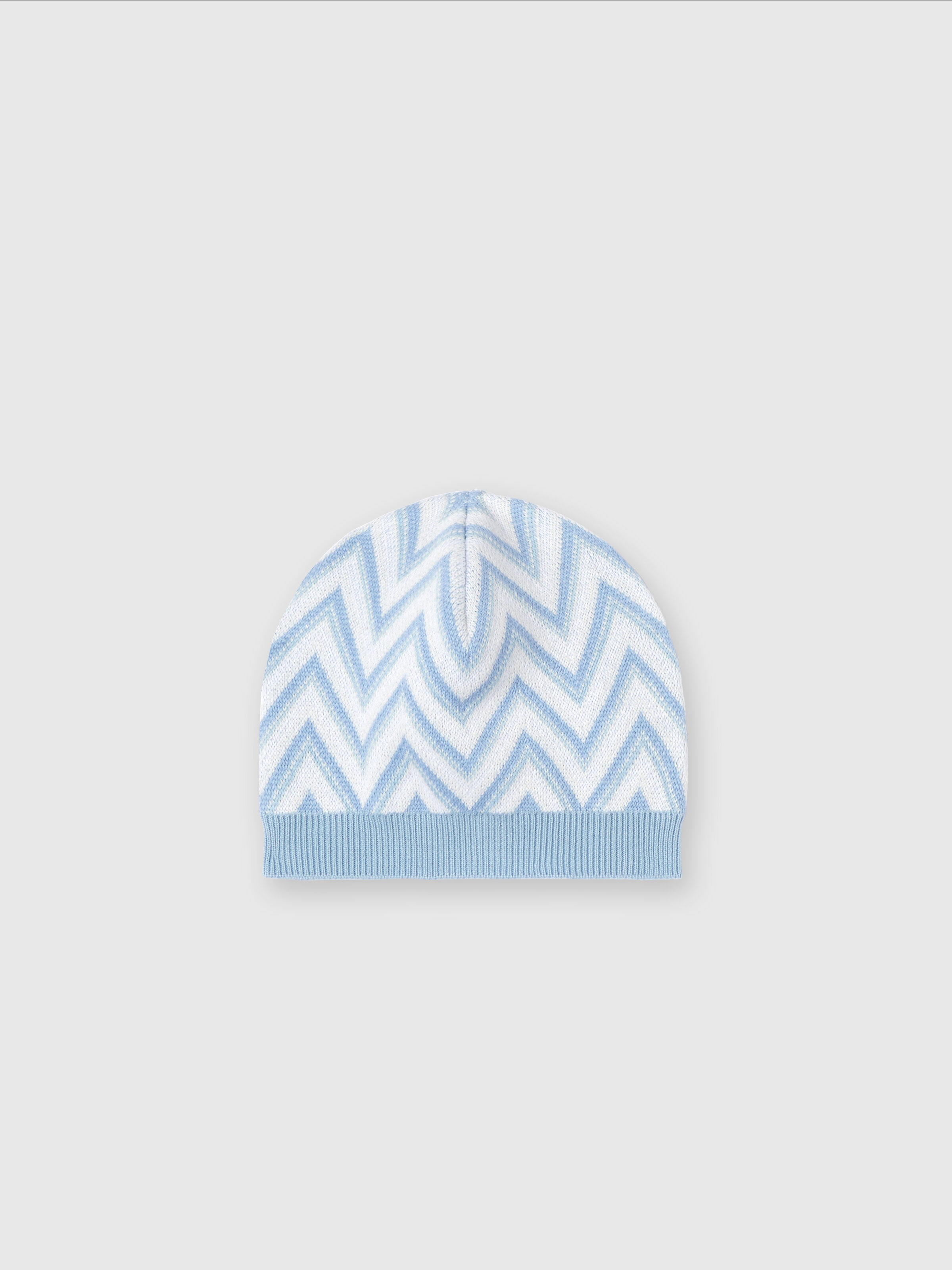 Zig zag cotton and cashmere romper, Light Blue & White - 4