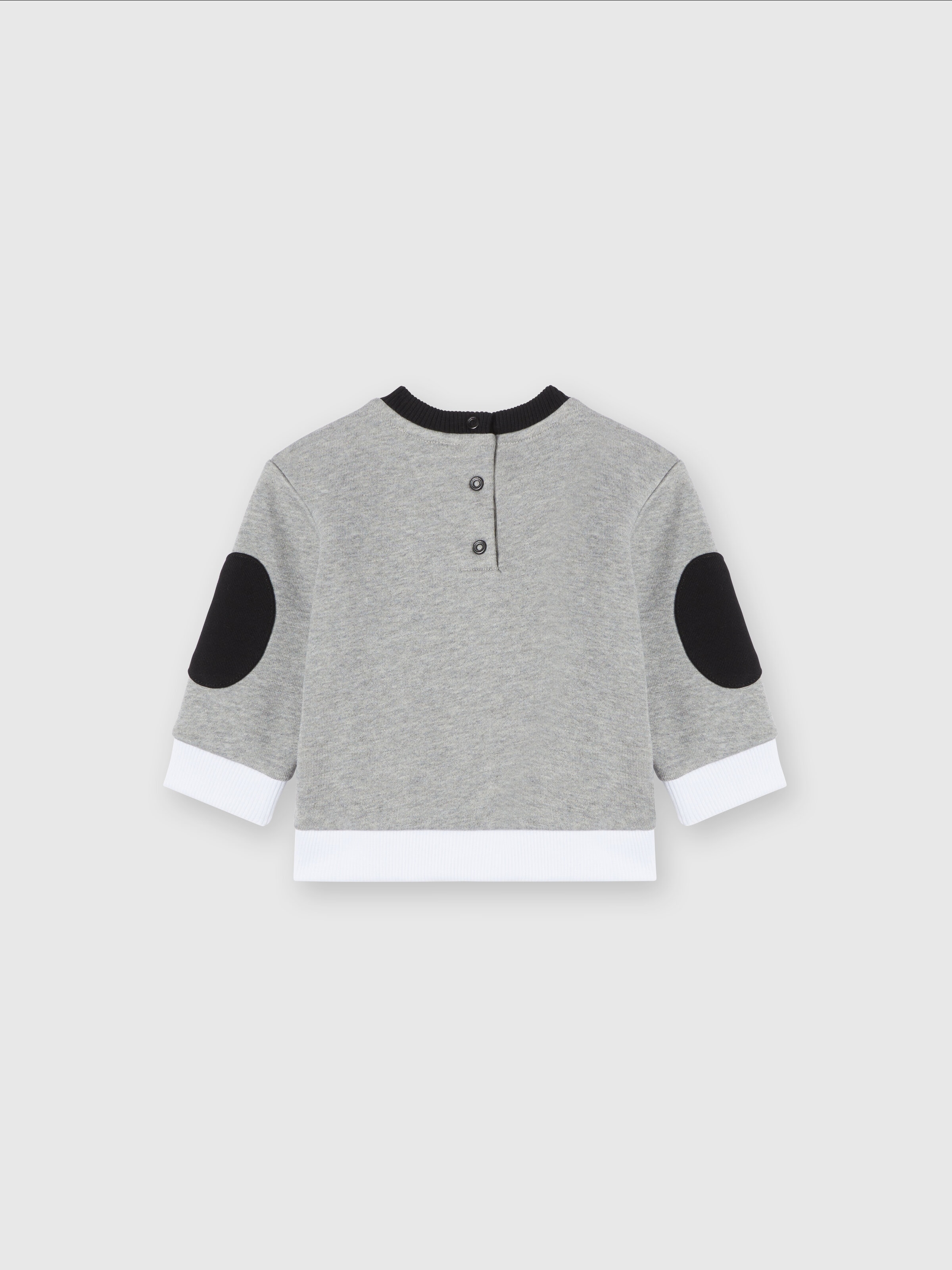 Cotton crewneck sweatshirt with embossed logo print, Grey - 1