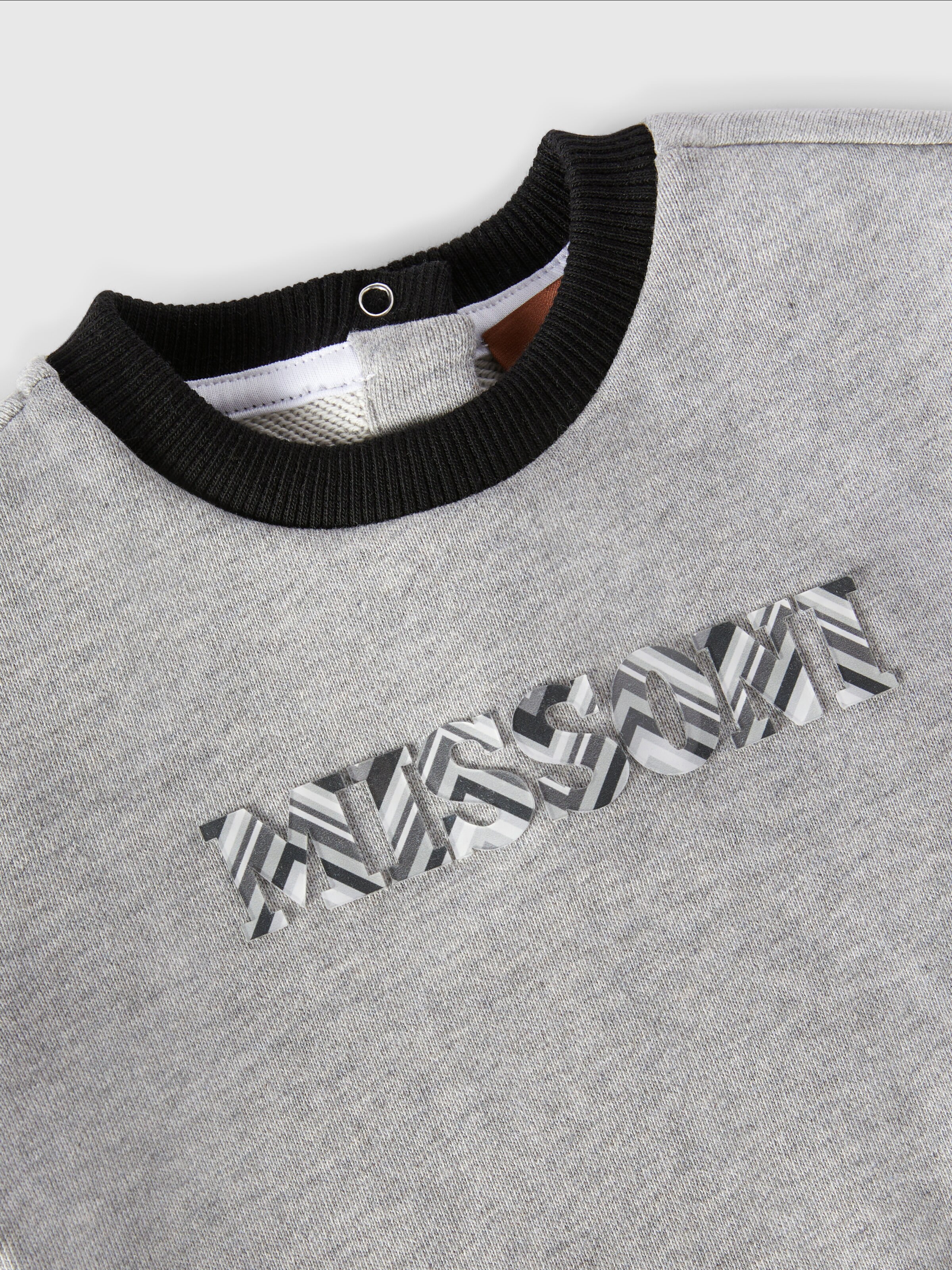 Cotton crewneck sweatshirt with embossed logo print, Grey - 2