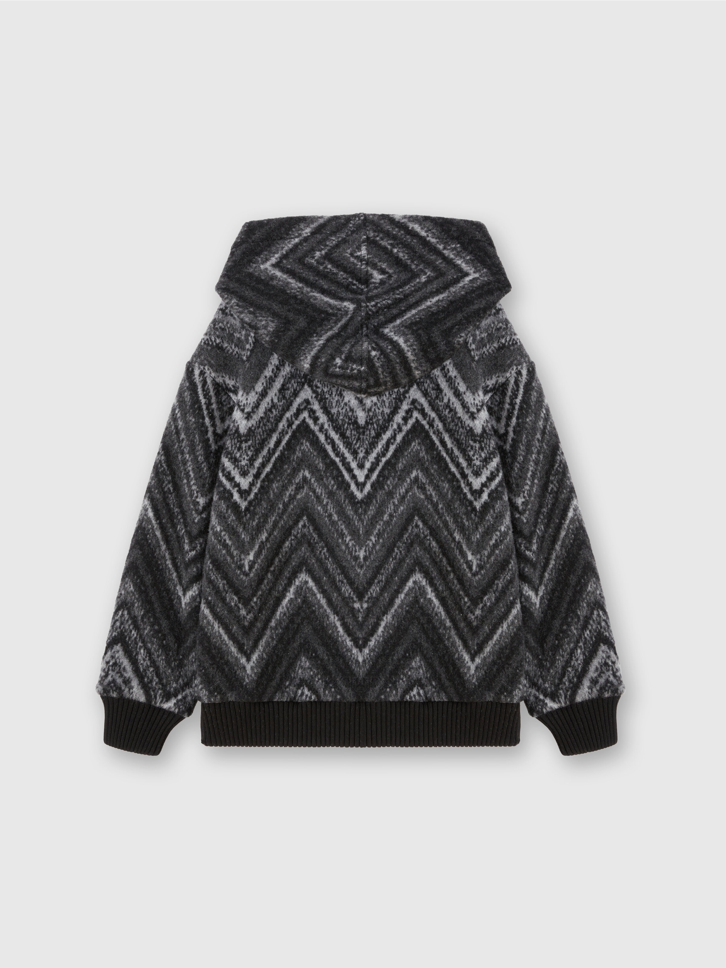 Wool-blend hooded sweatshirt, Black & Grey - 1