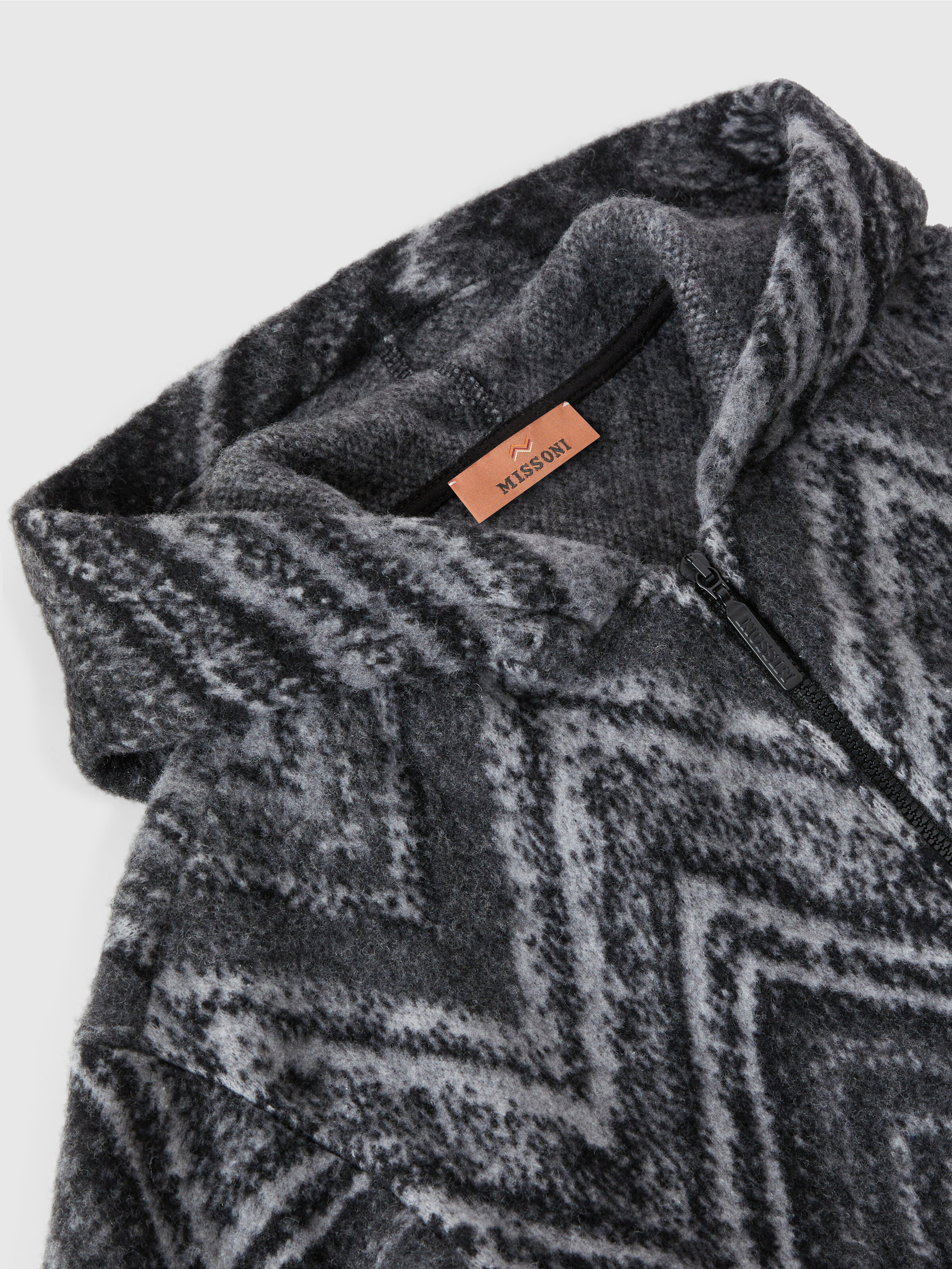 Wool-blend hooded sweatshirt, Black & Grey - 2
