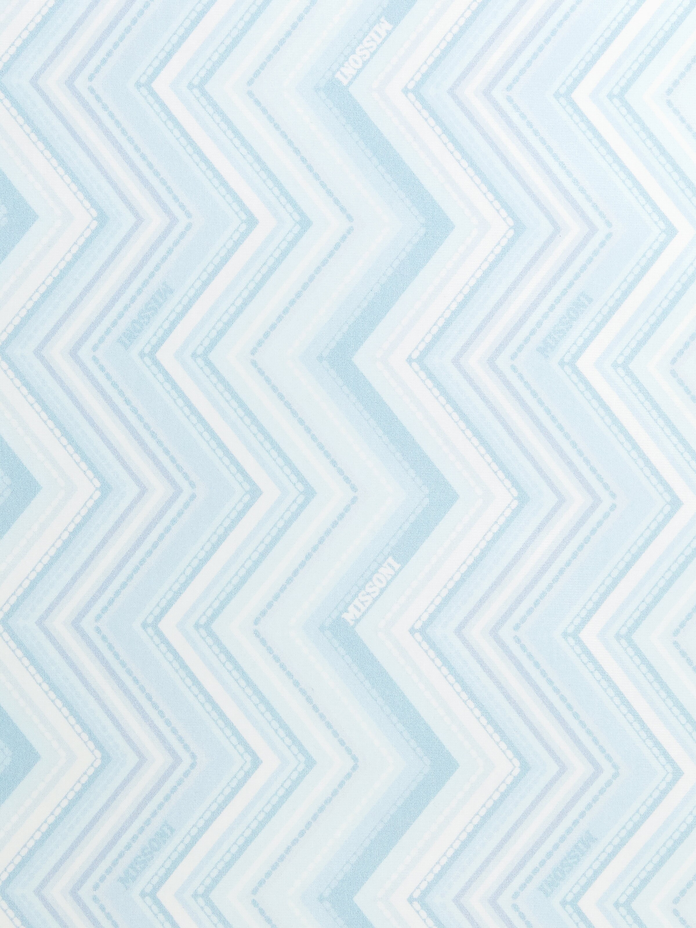 Zig zag stretch cotton blanket with logo lettering, Light Blue & White - 3