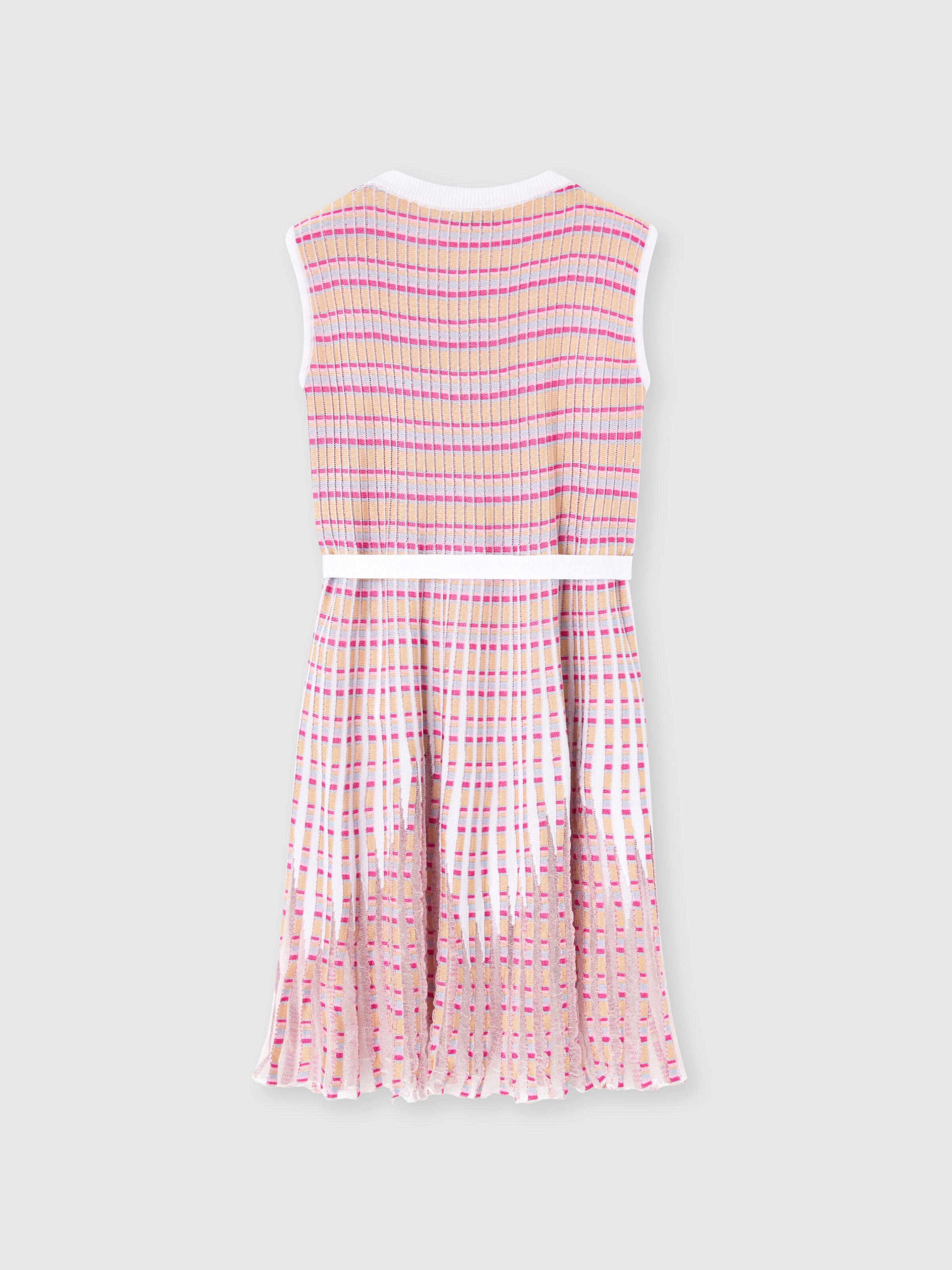 Striped dress with pleated skirt in 100% viscose, Multicoloured  - 1