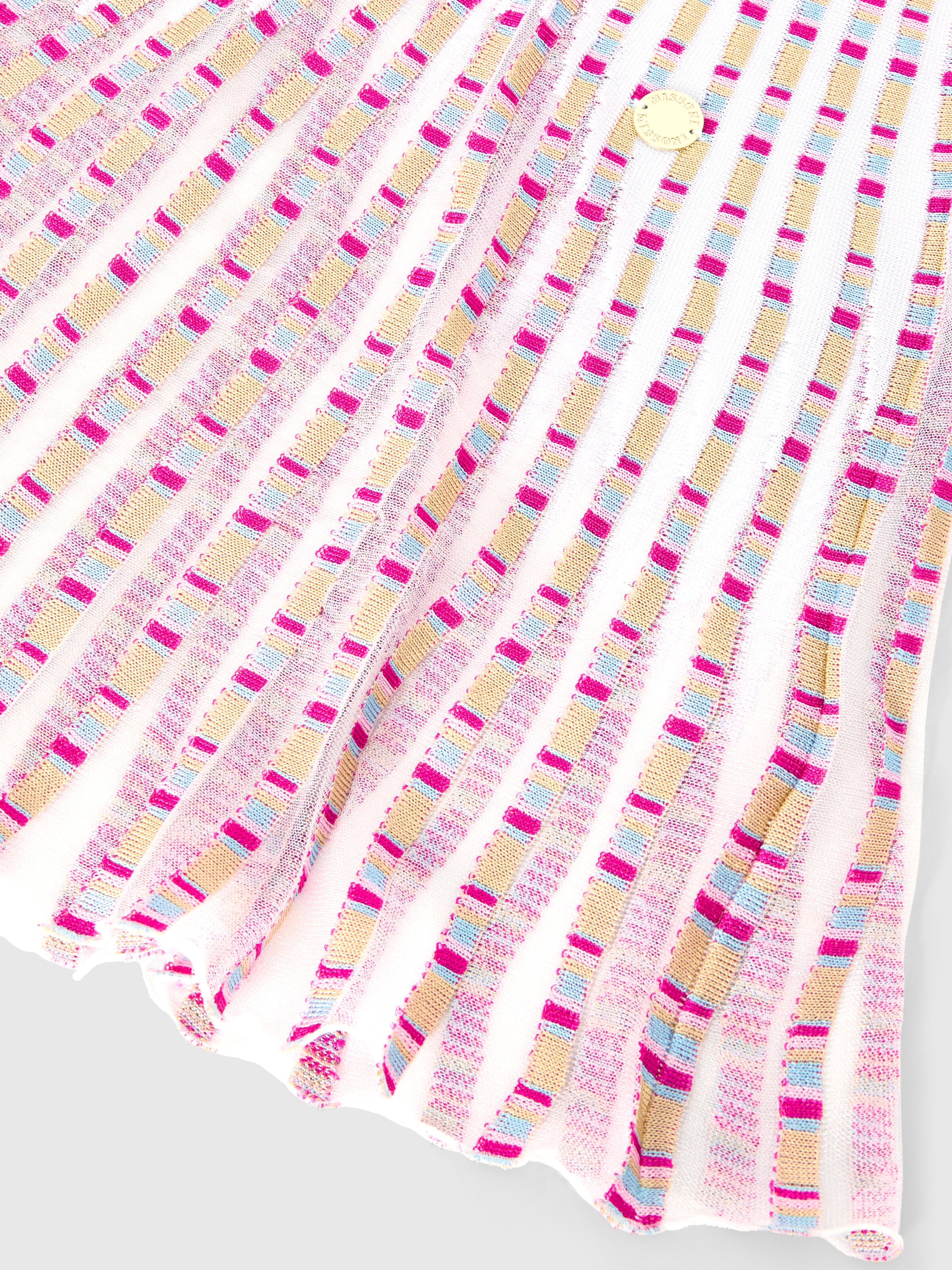 Striped dress with pleated skirt in 100% viscose, Multicoloured  - 3