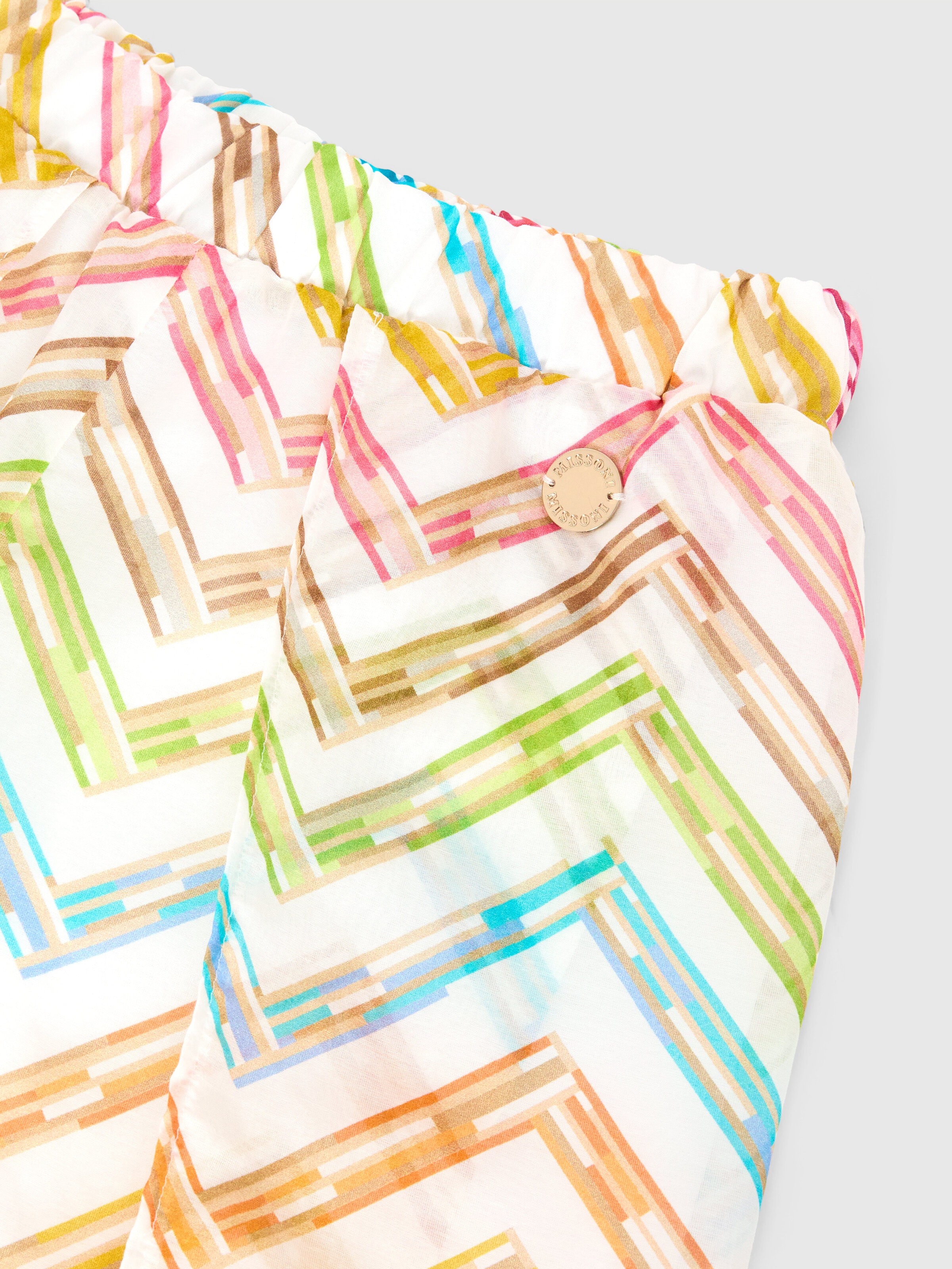 Conjunto de dos piezas de top y pantalón con estampado de puntos en zigzag, Blanco Multicolor   - 3