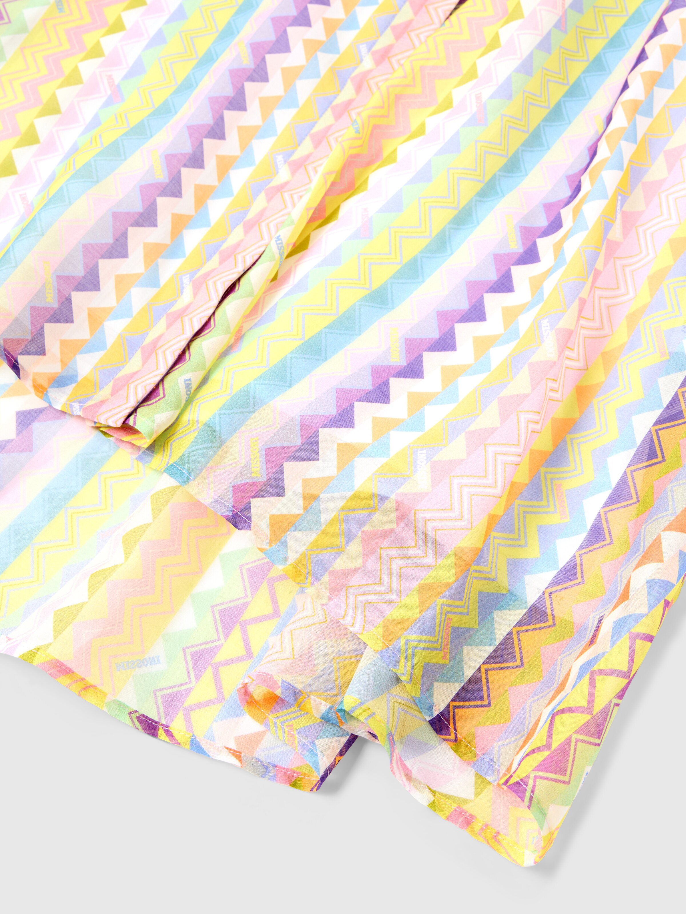 Cotton and silk blend dress with zig-zag pattern, Multicoloured  - 3