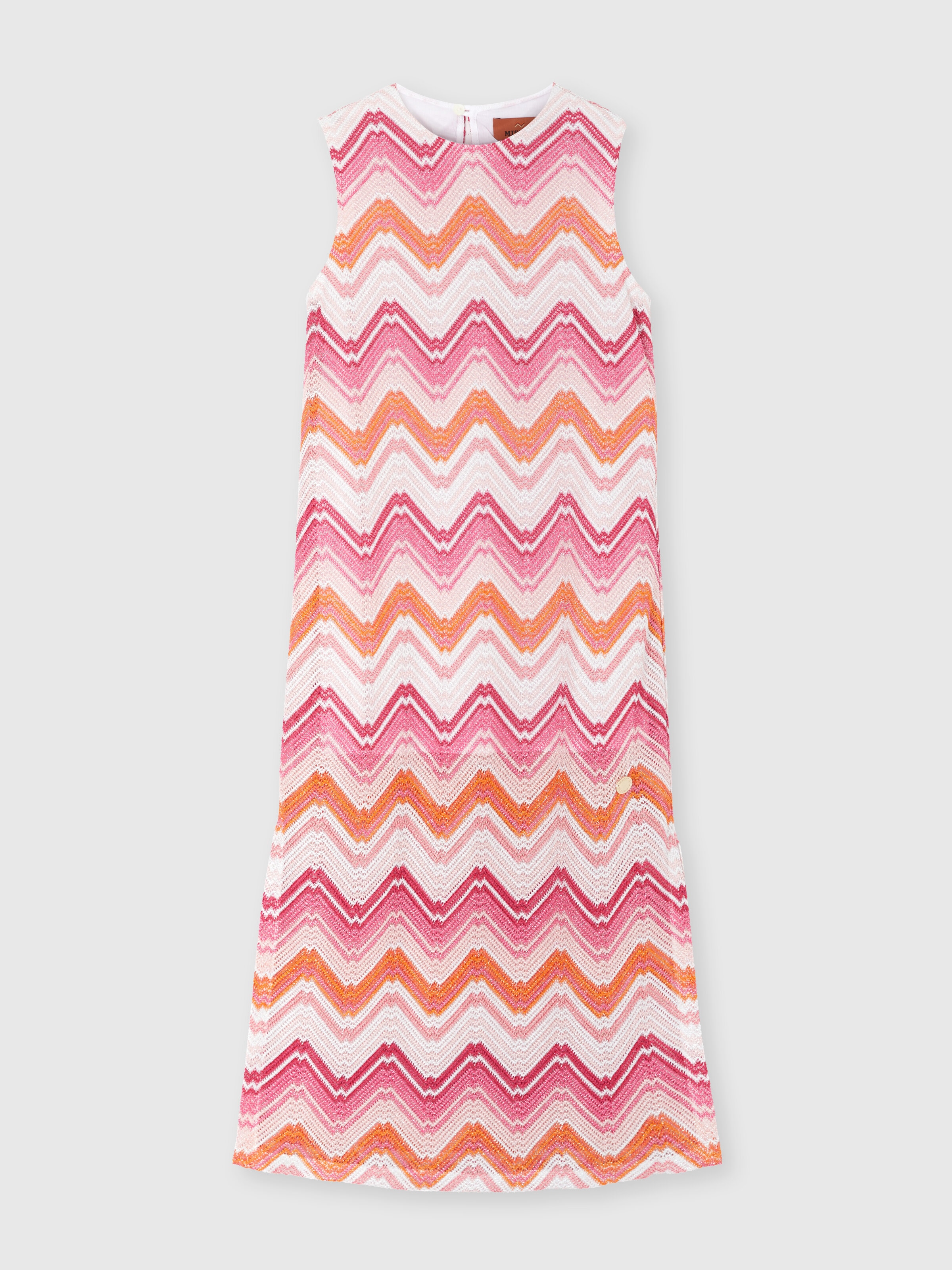 Vestido largo en mezcla de viscosa con estampado chevron., Multicolor  - 0