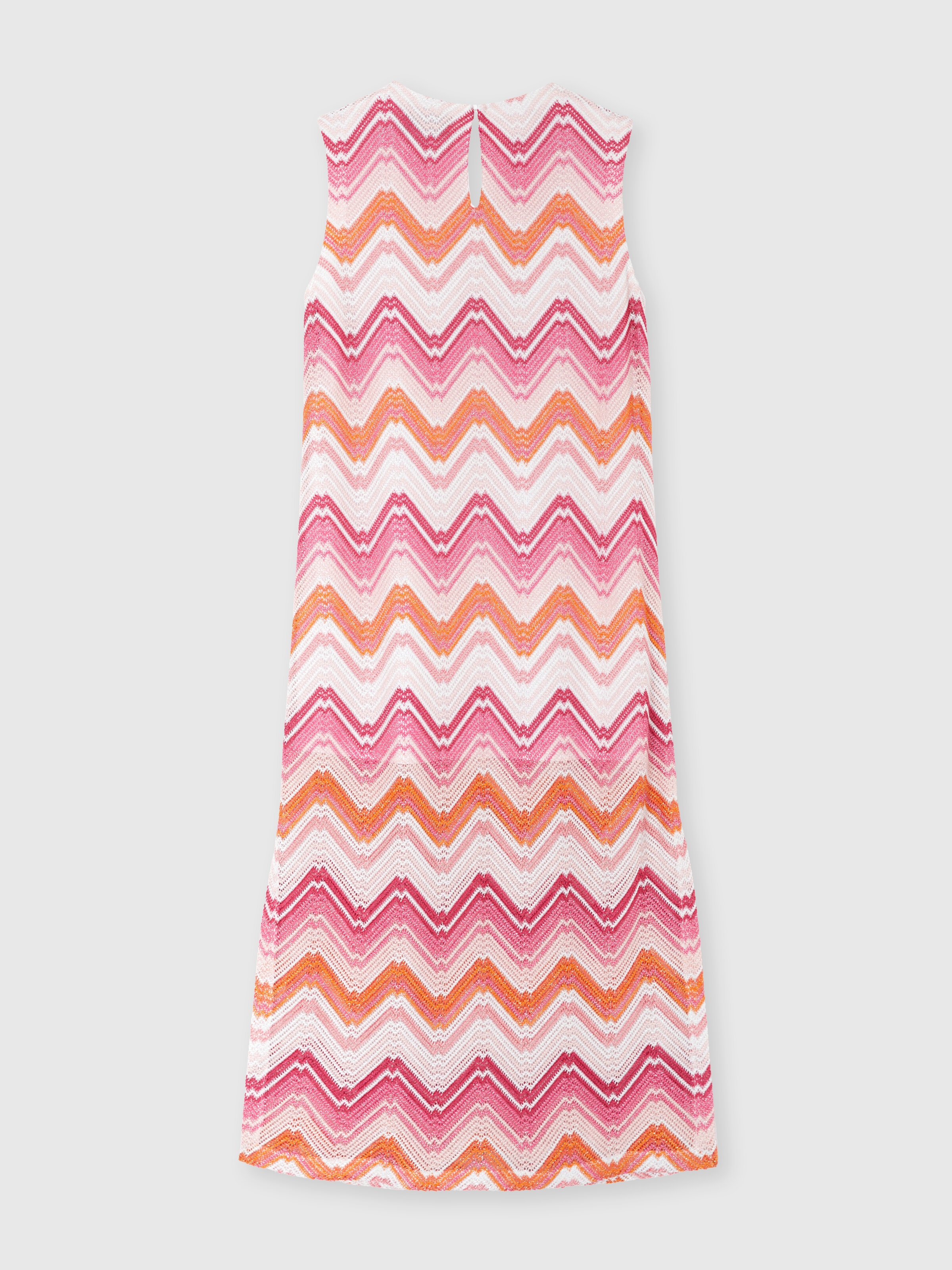 Vestido largo en mezcla de viscosa con estampado chevron., Multicolor  - 1