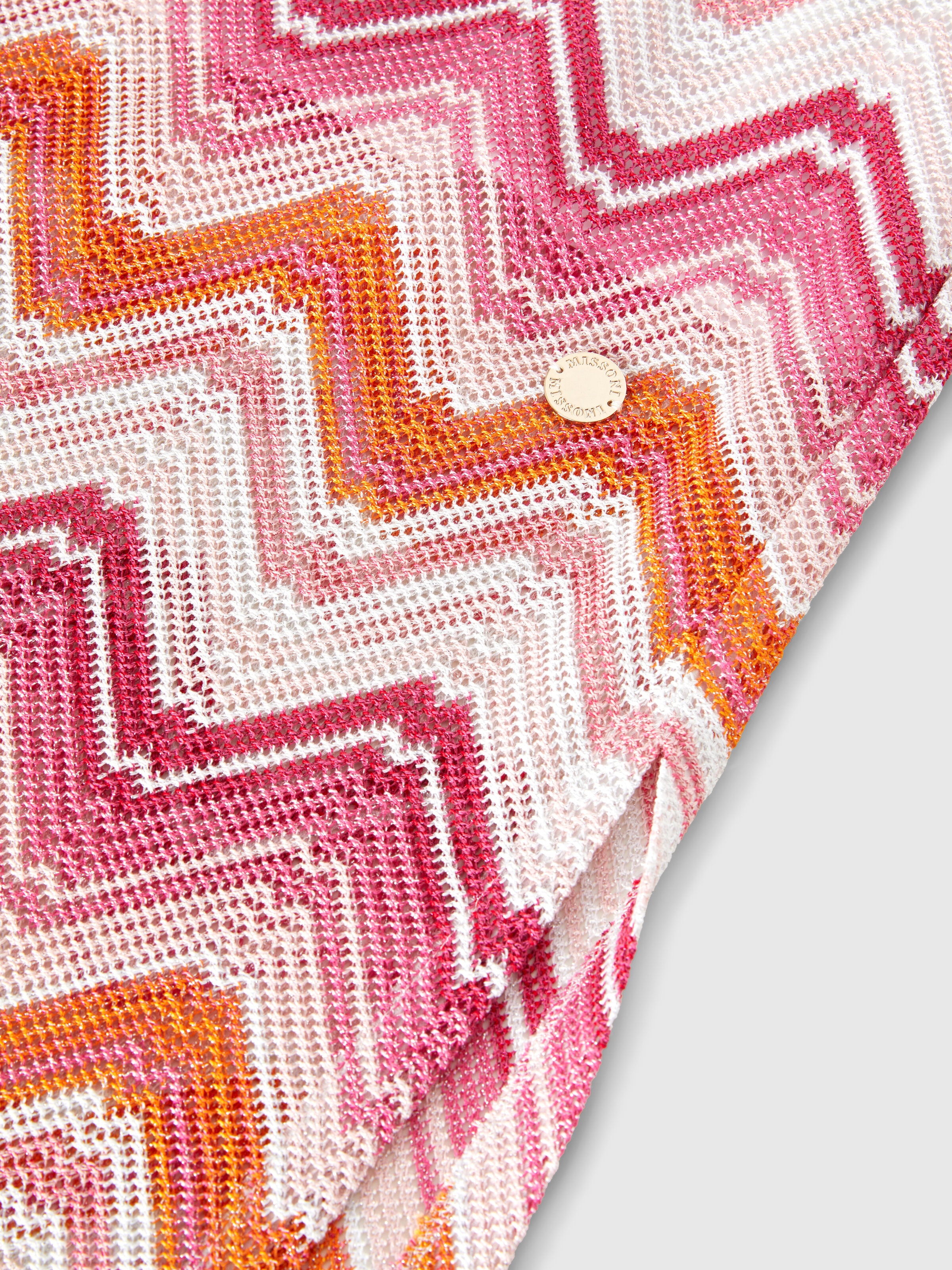 Vestido largo en mezcla de viscosa con estampado chevron., Multicolor  - 3