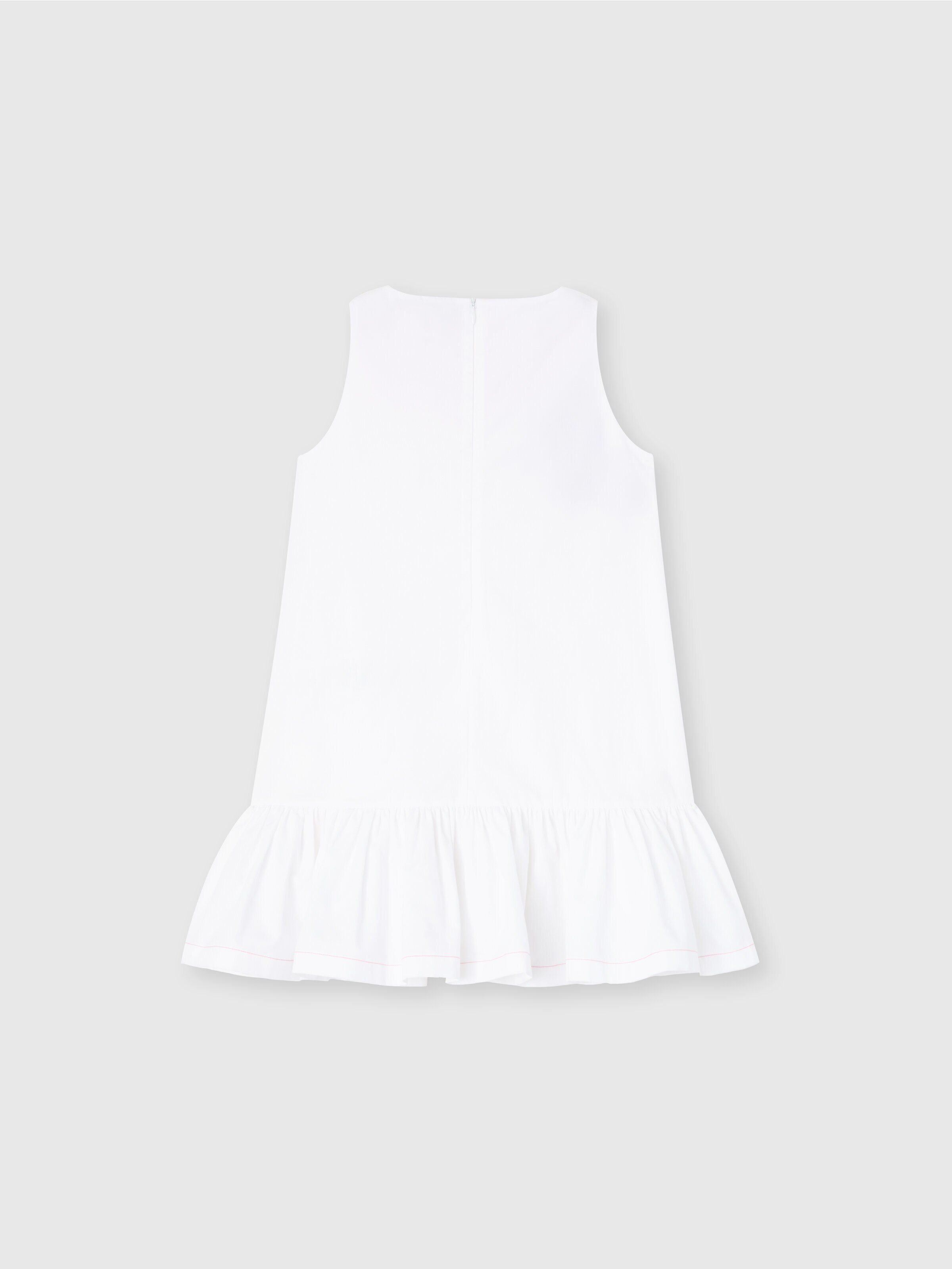 Kurzes Kleid aus 100 % Baumwolle mit Zickzackdruck-Einsatz, Weiß Mehrfarbig   - 1
