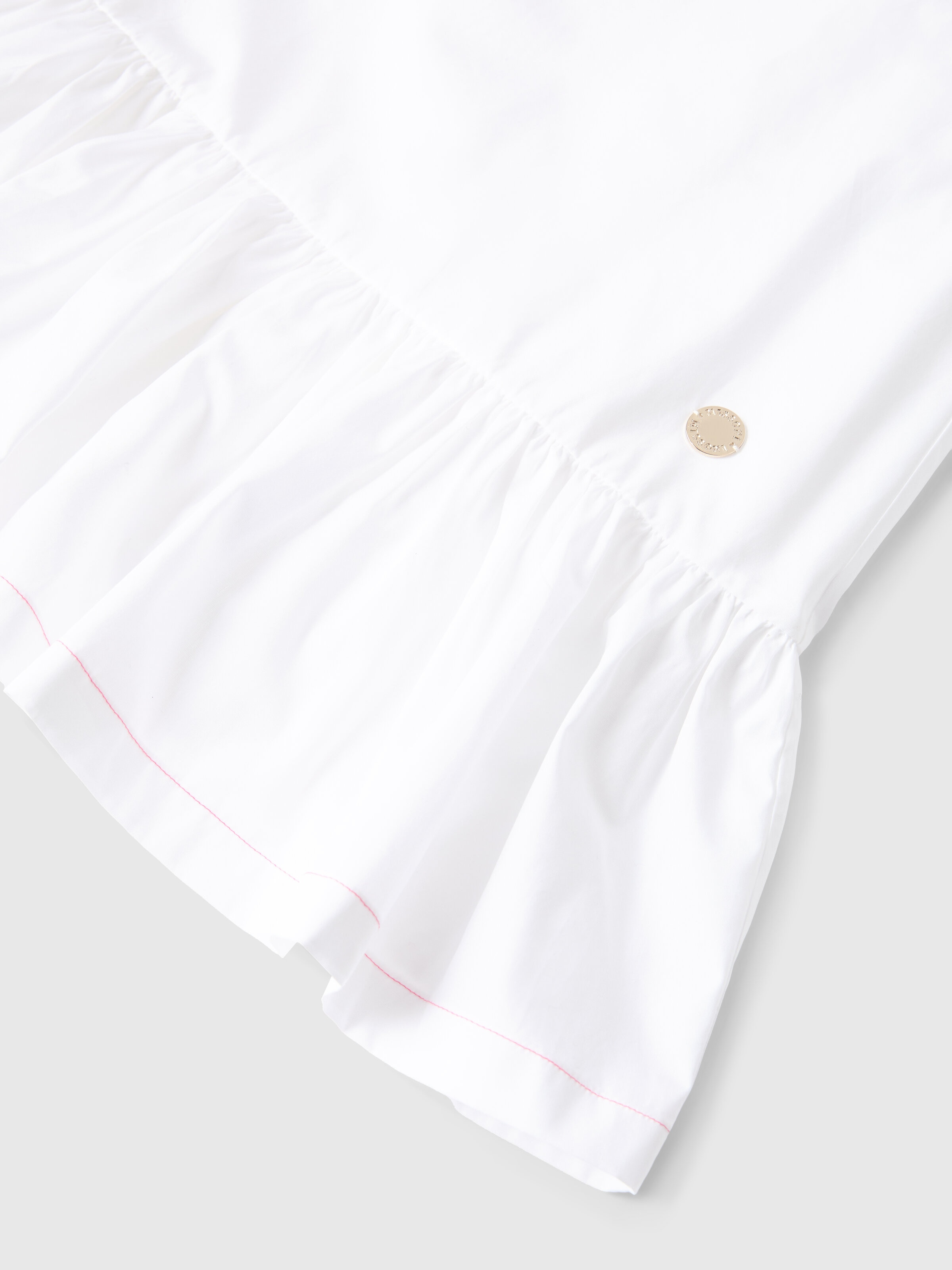 Kurzes Kleid aus 100 % Baumwolle mit Zickzackdruck-Einsatz, Weiß Mehrfarbig   - 3
