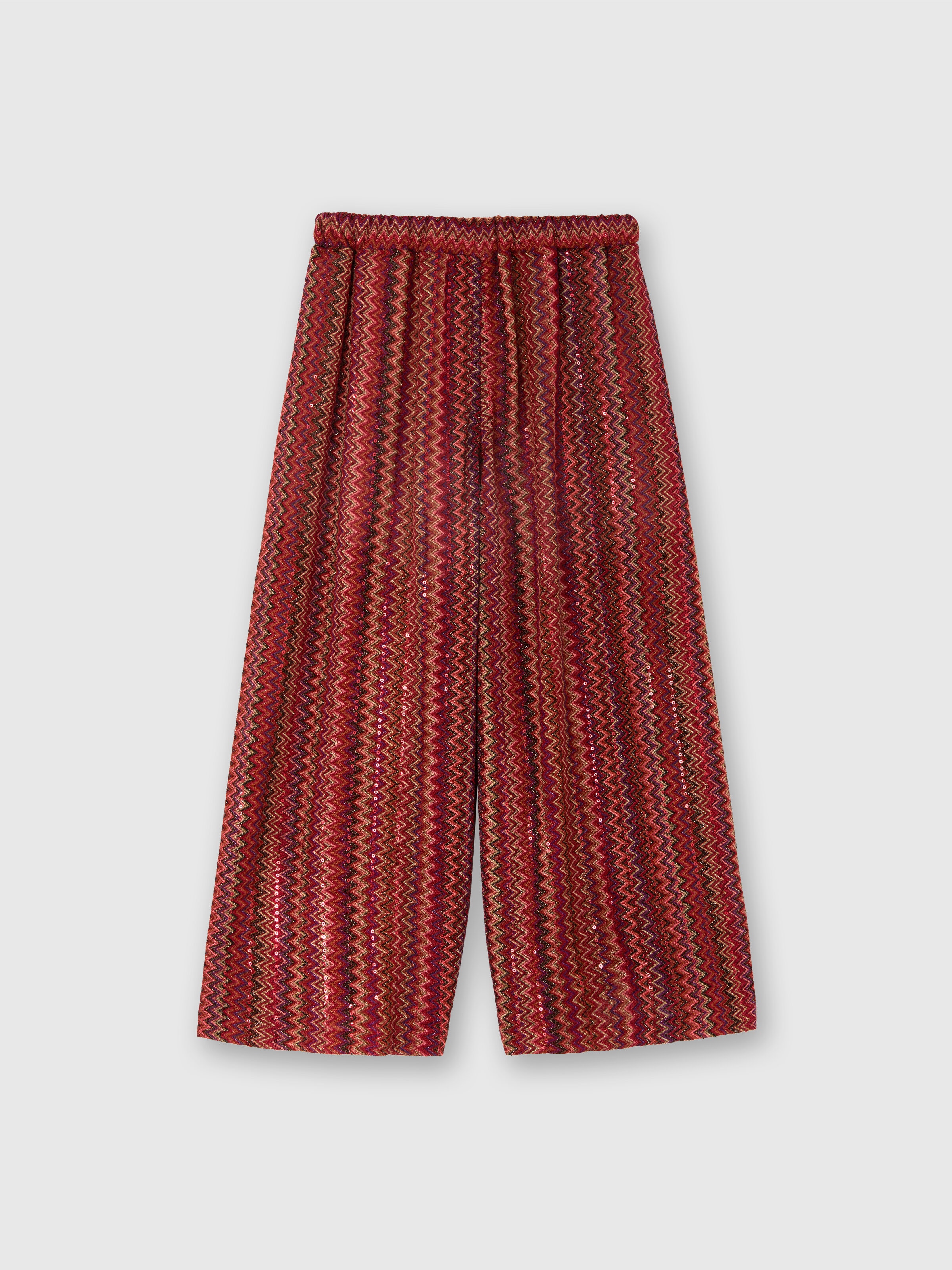 Pantalones palazzo de viscosa y lamé con motivo chevron., Multicolor  - 0