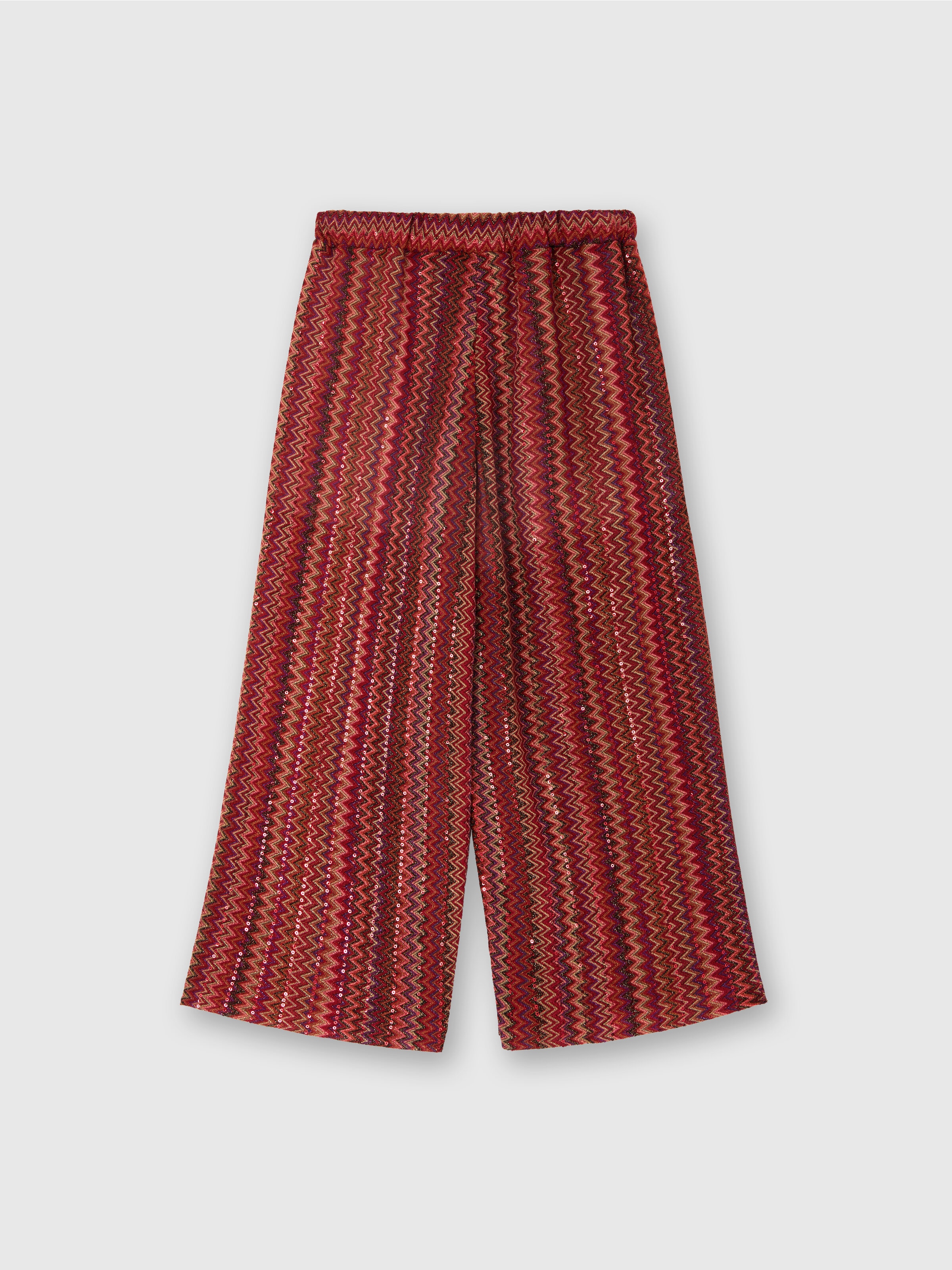 Pantalones palazzo de viscosa y lamé con motivo chevron., Multicolor  - 1
