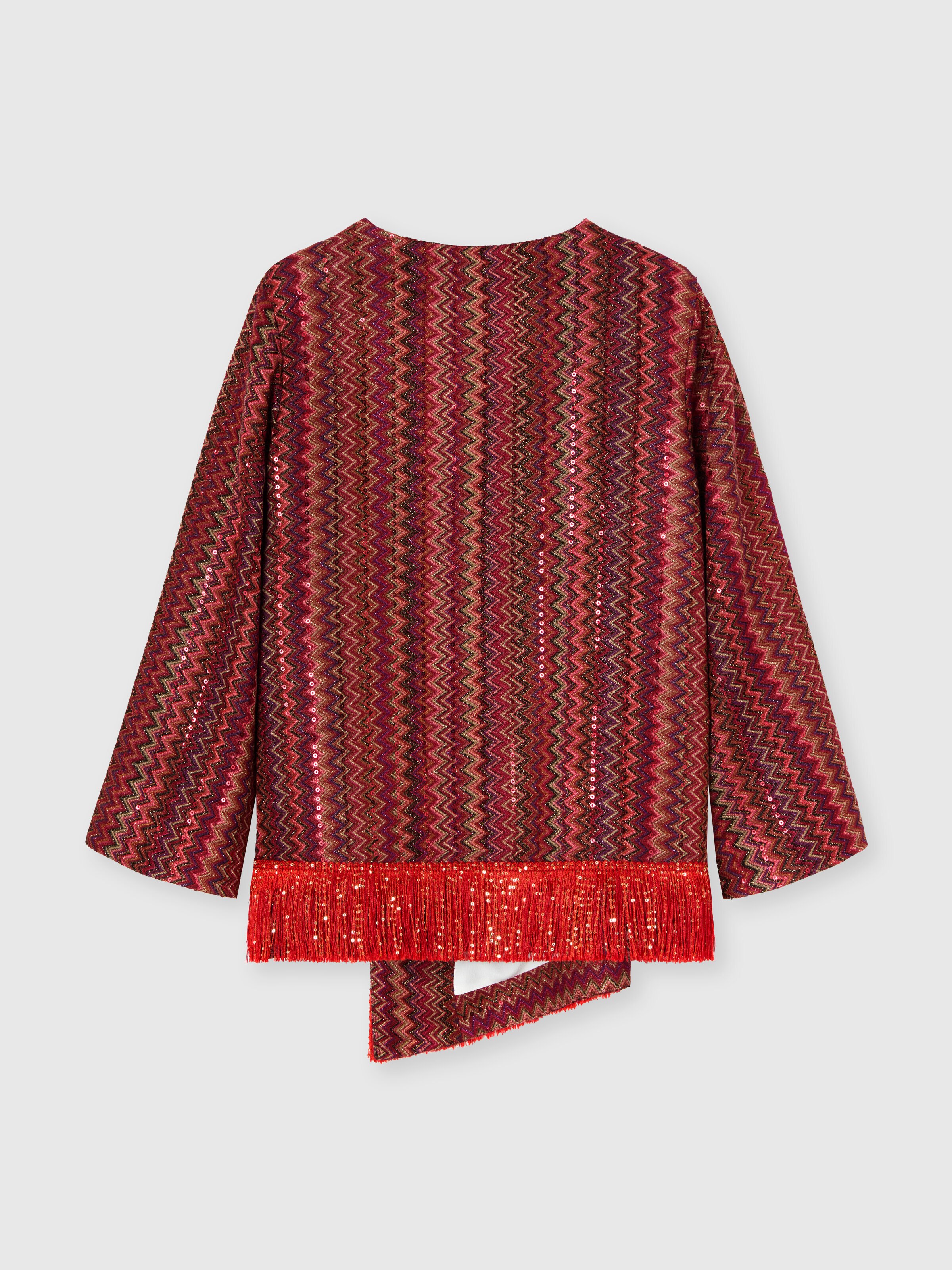 Camisa asimétrica de manga larga con estampado chevron, Multicolor  - 1