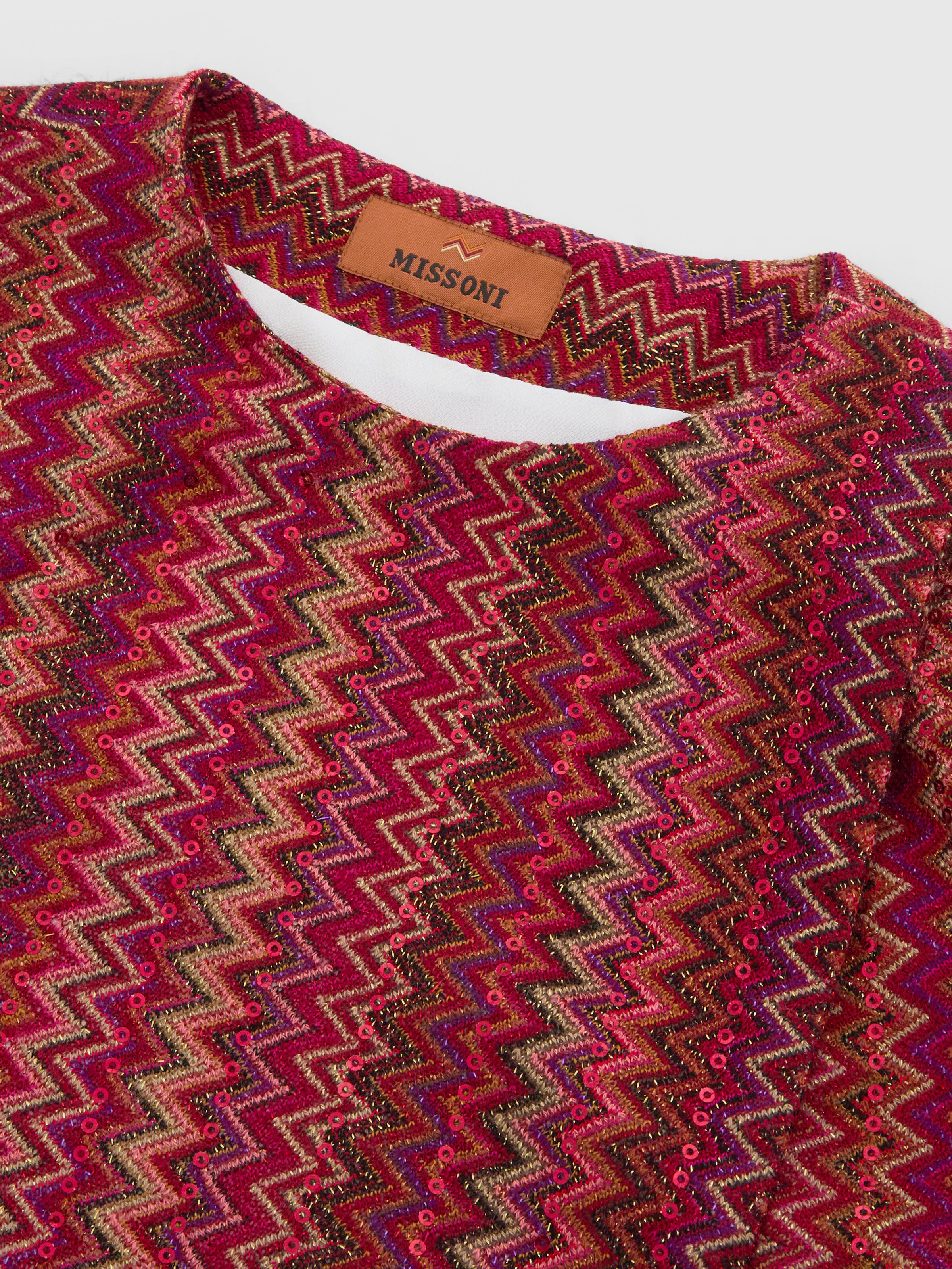 Camisa asimétrica de manga larga con estampado chevron, Multicolor  - 2