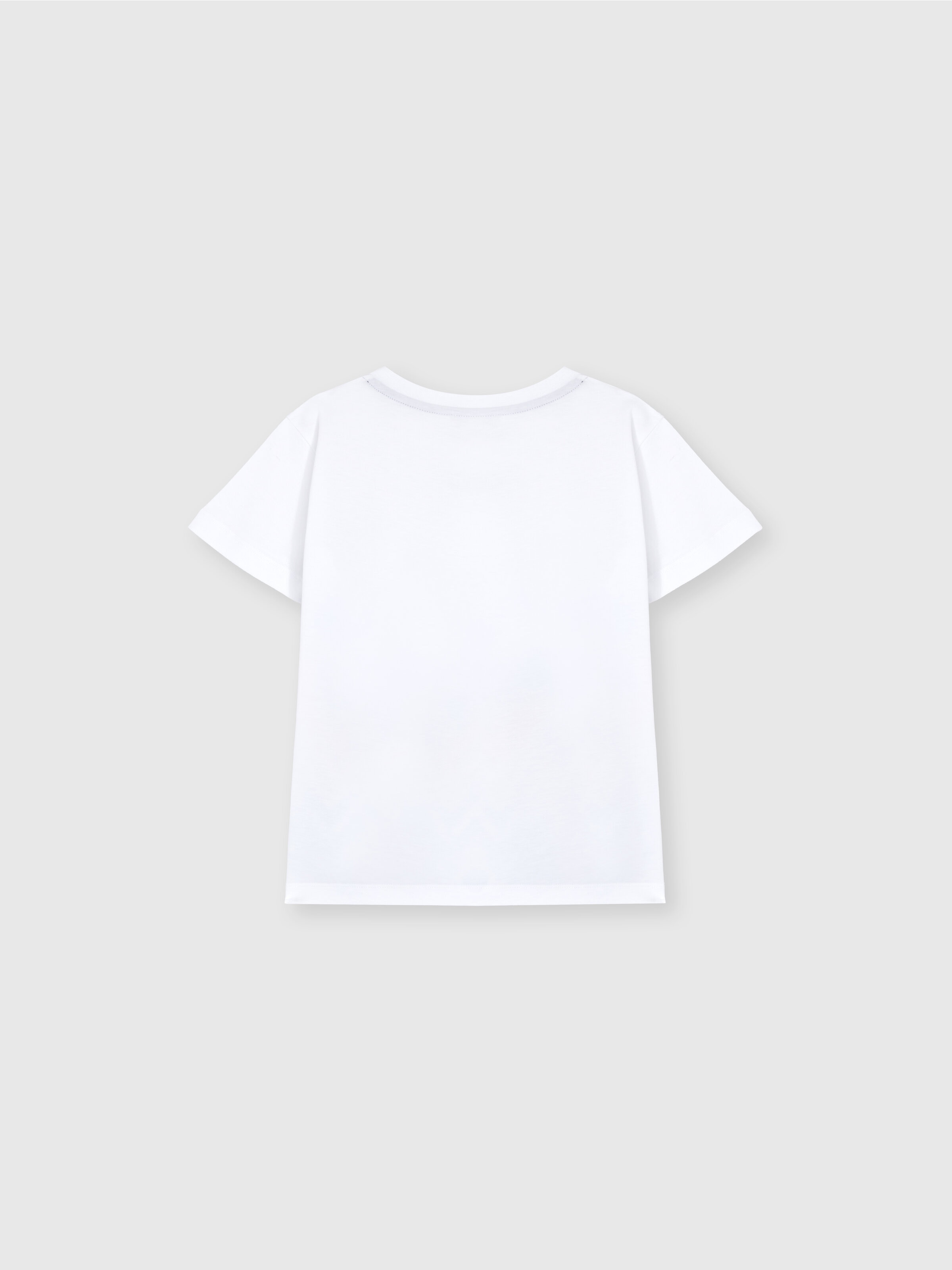 マキシジグザグプリントのクルーネックTシャツ, ホワイト  - 1
