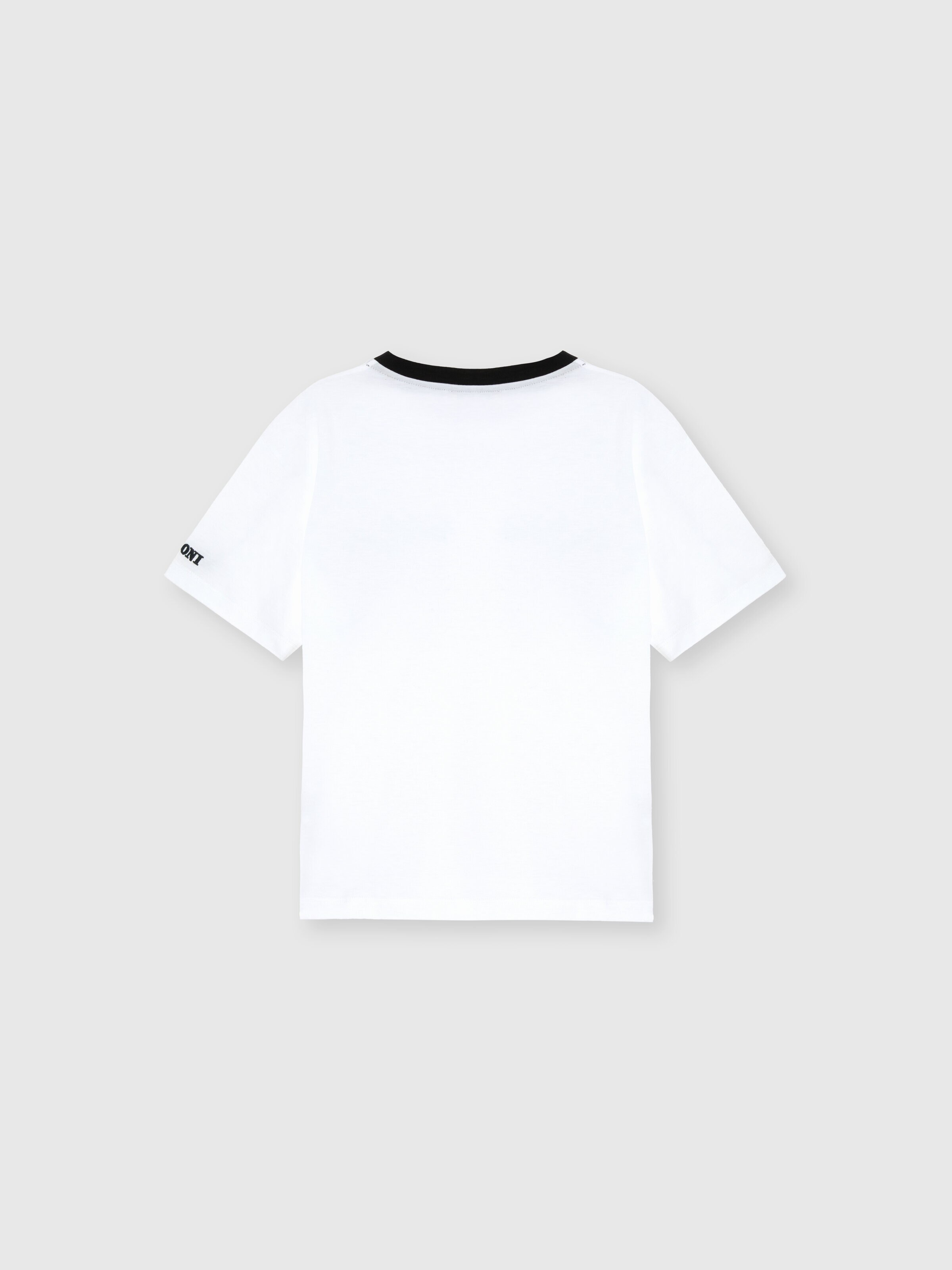 Crew-neck T-shirt with zigzag print on pocket, White  - 1