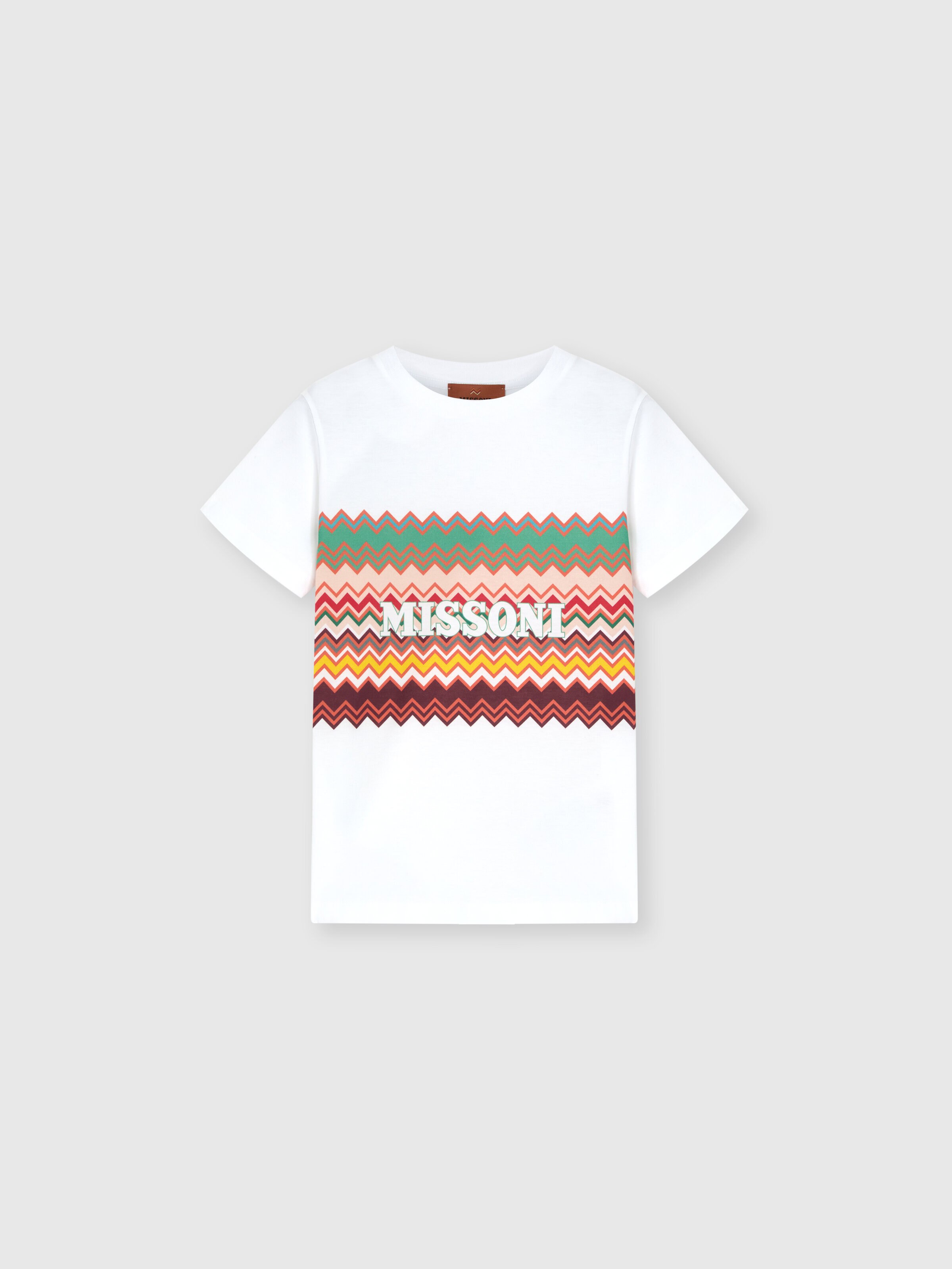 T-shirt with zig-zag print and front logo, White Multicoloured   - 0