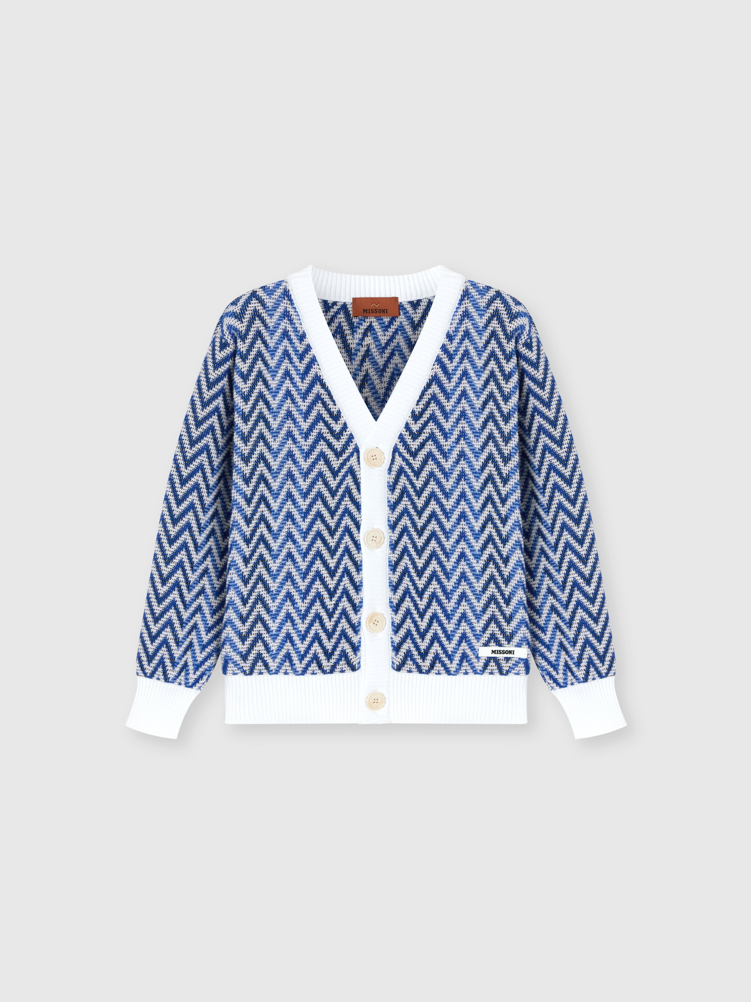 Chevron knit cardigan, Blue - 0