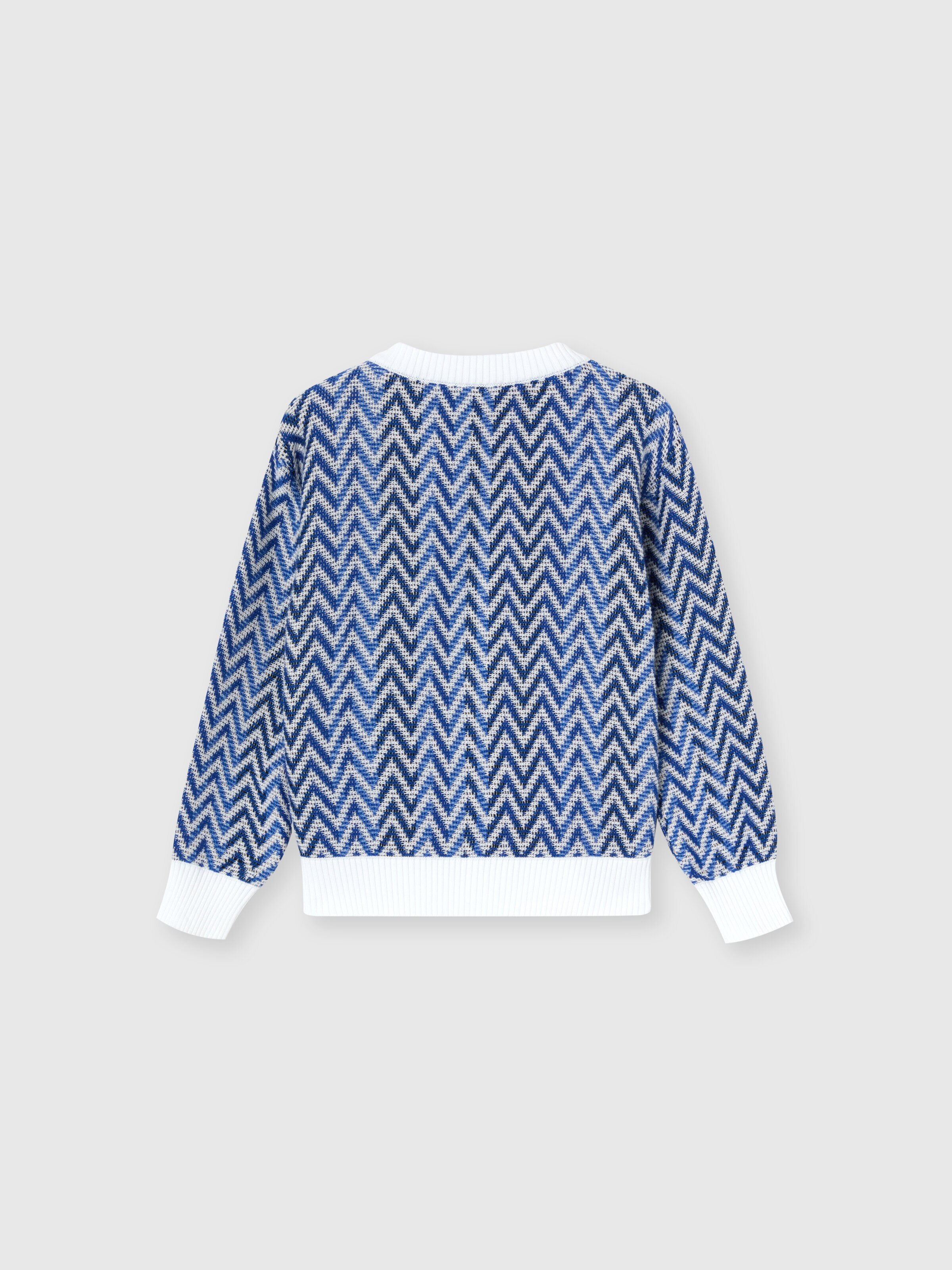 Chevron knit cardigan, Blue - 1