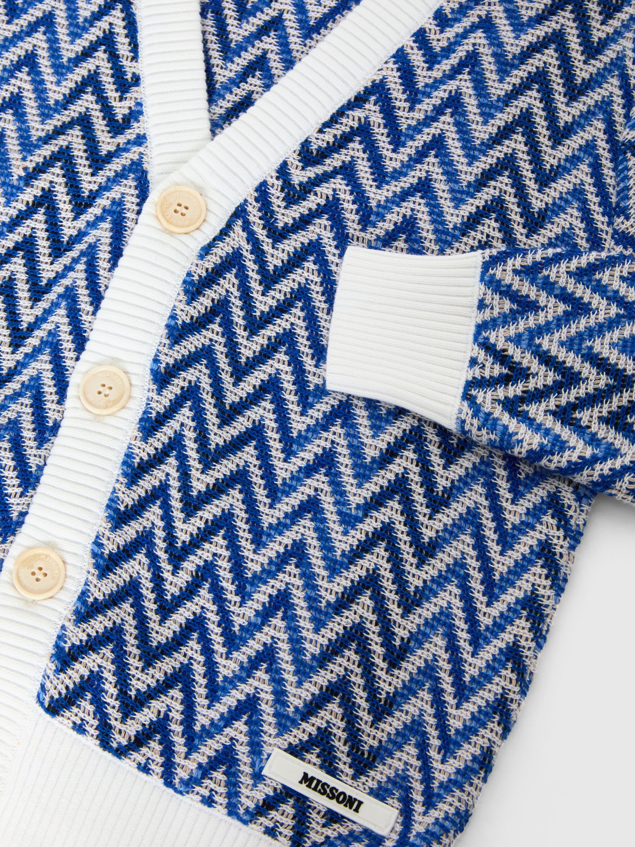 Chevron knit cardigan, Blue - 2