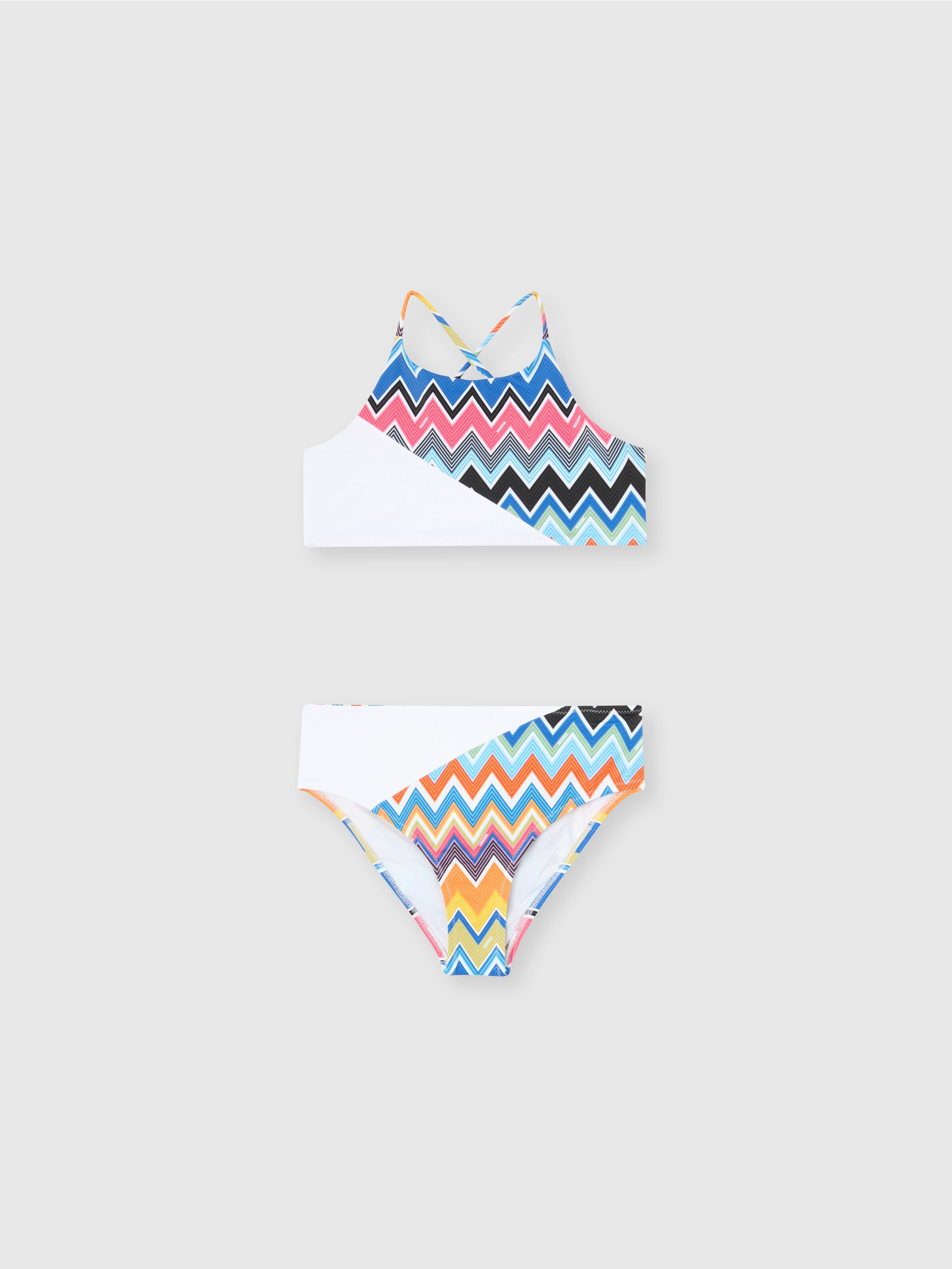 Bikini mit Zickzack-Print-Top, Mehrfarbig  - 0
