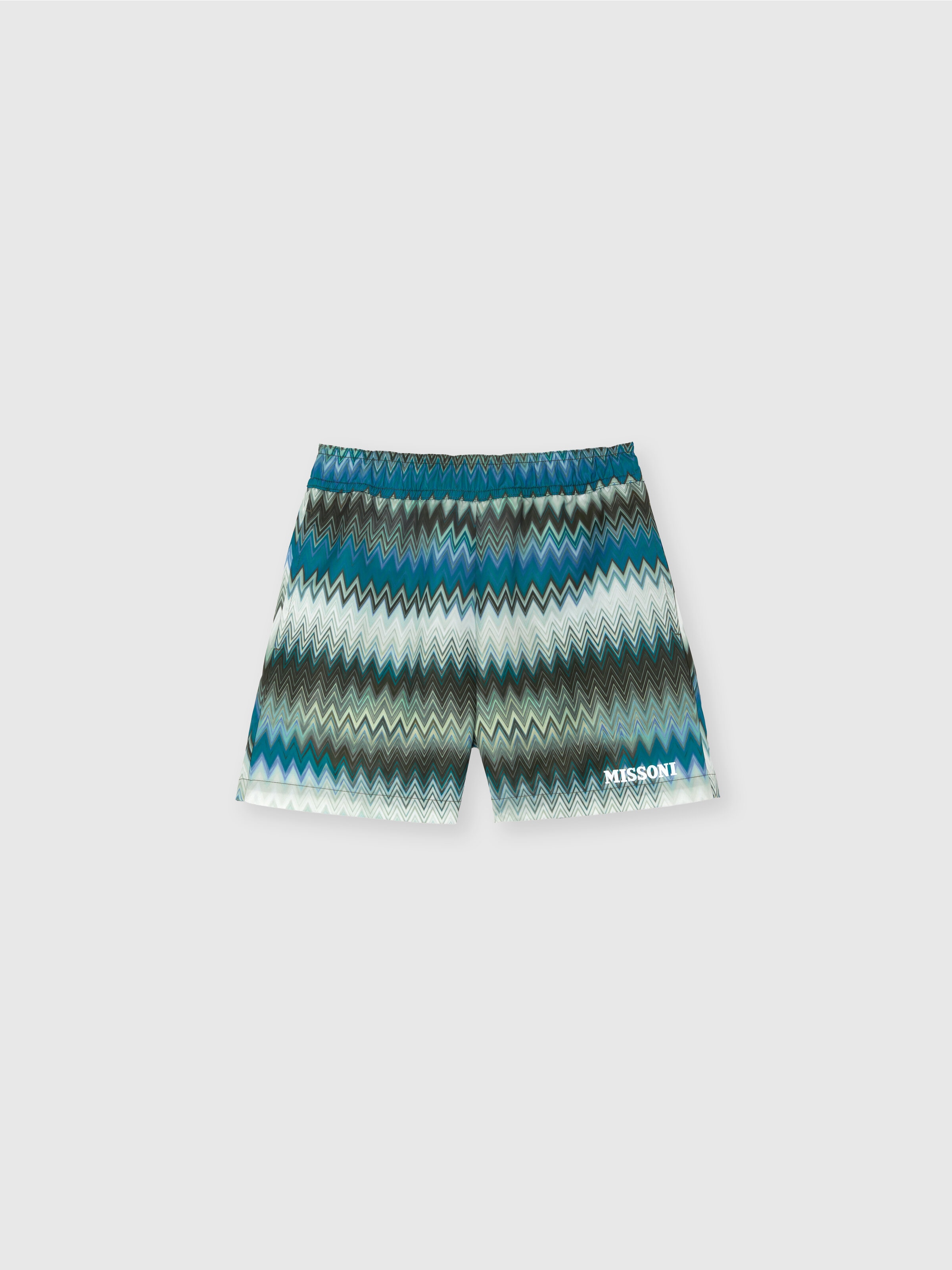 Costume stampa zig zag con logo ricamato, Multicolore  - 0