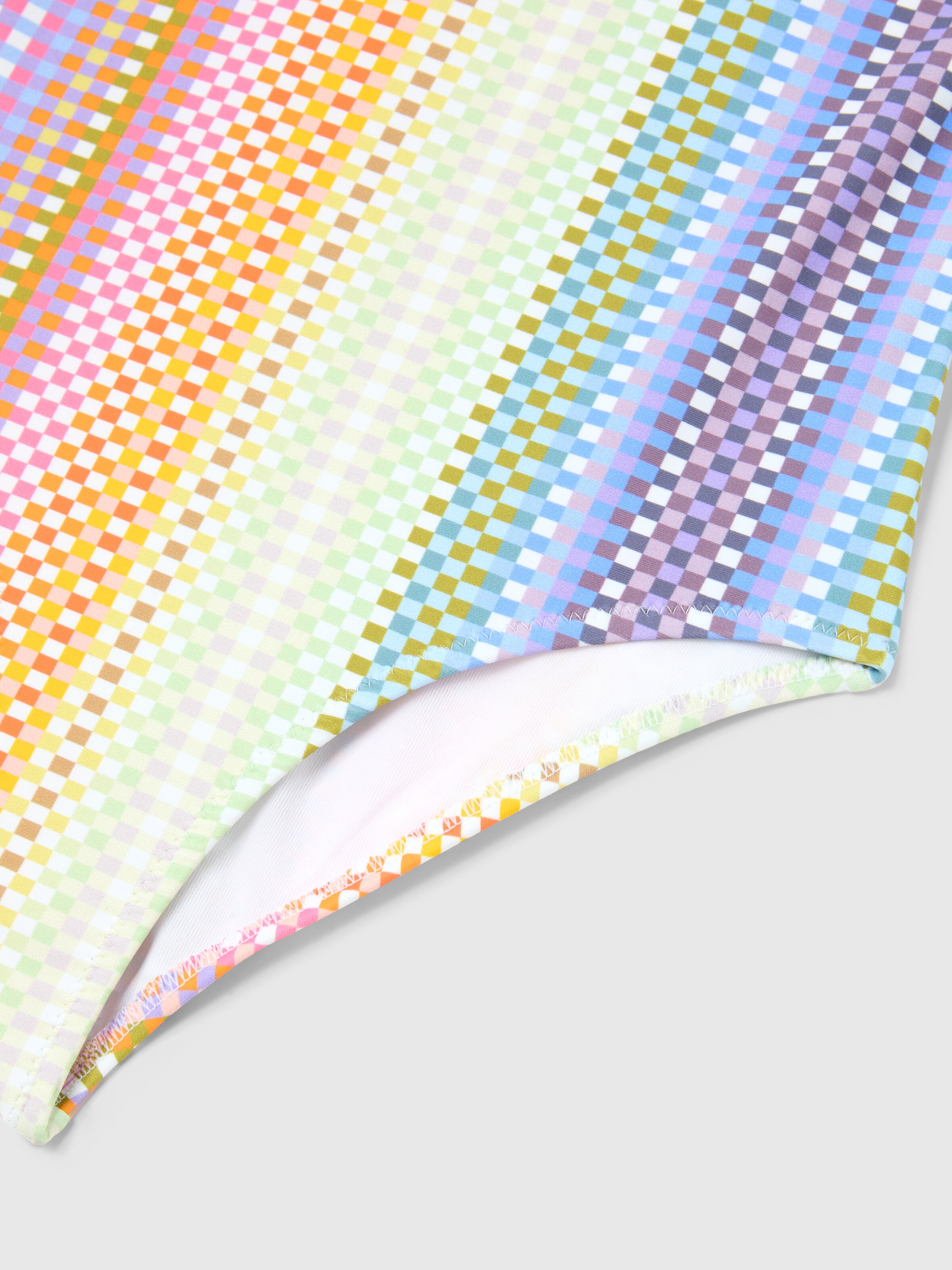 One-piece swimsuit with checkered print, Multicoloured  - 3