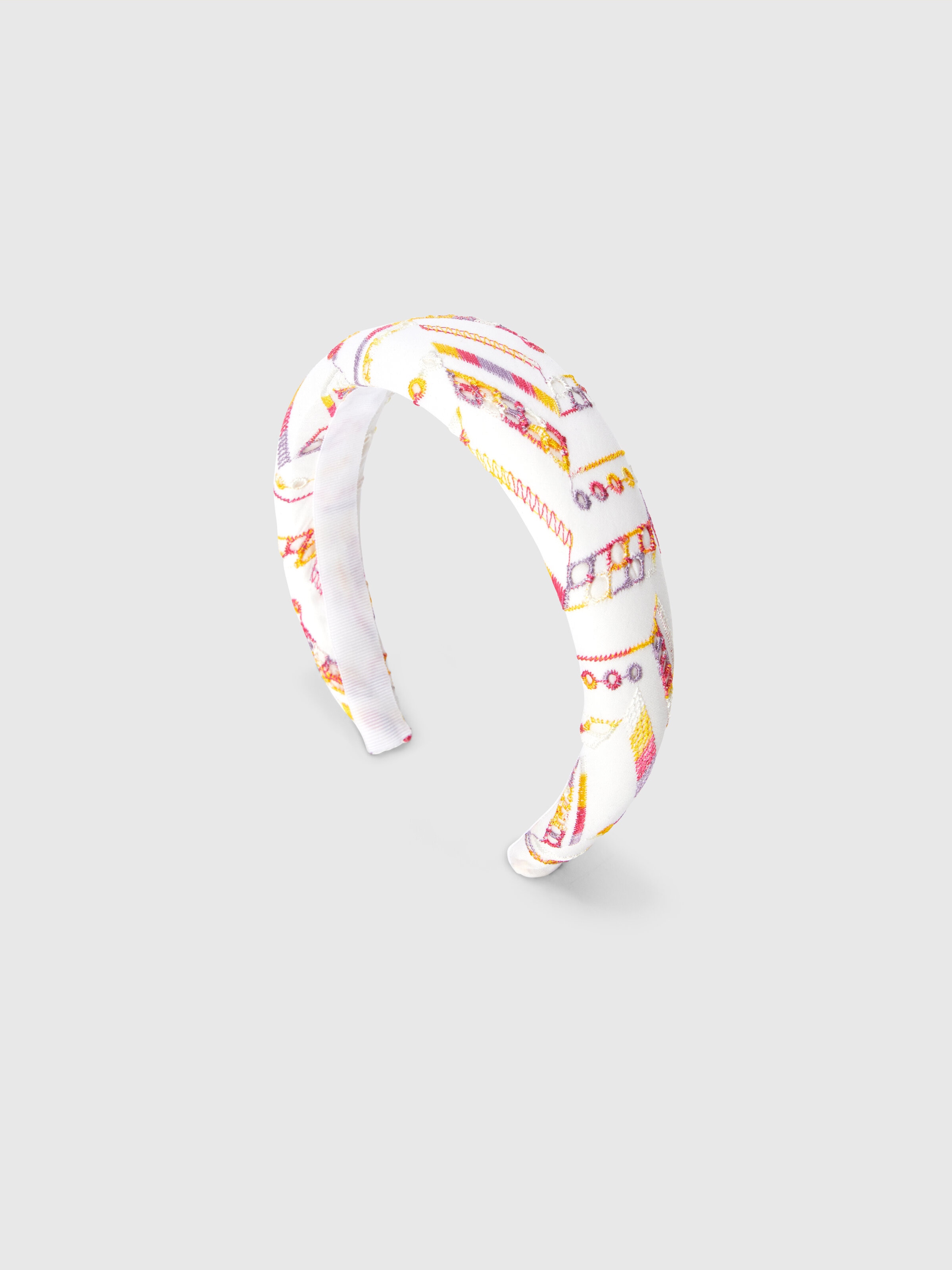 Cerchietto per capelli con ricamo zig zag, Bianco Multicolore   - 0