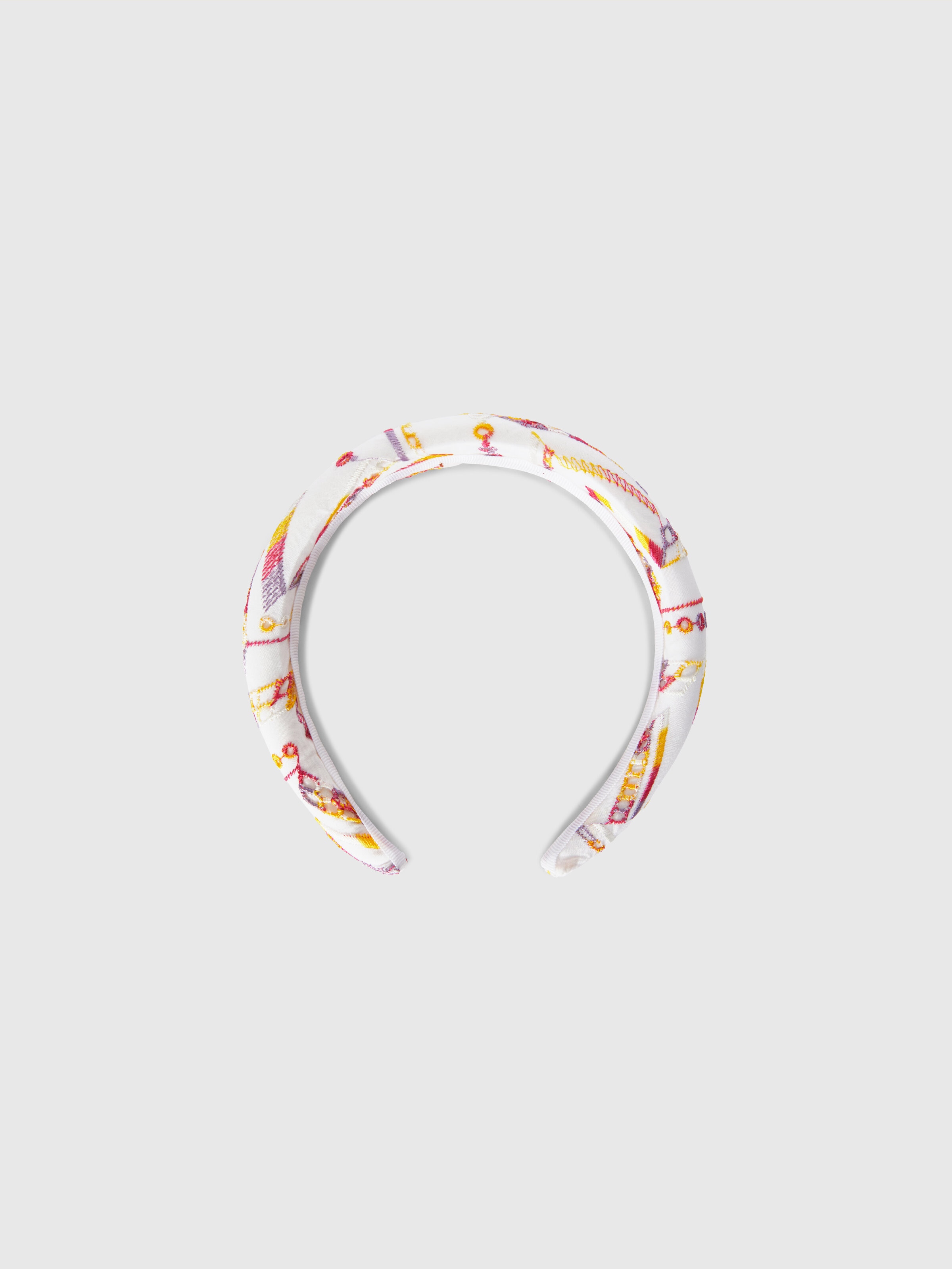 Cerchietto per capelli con ricamo zig zag, Bianco Multicolore   - 1