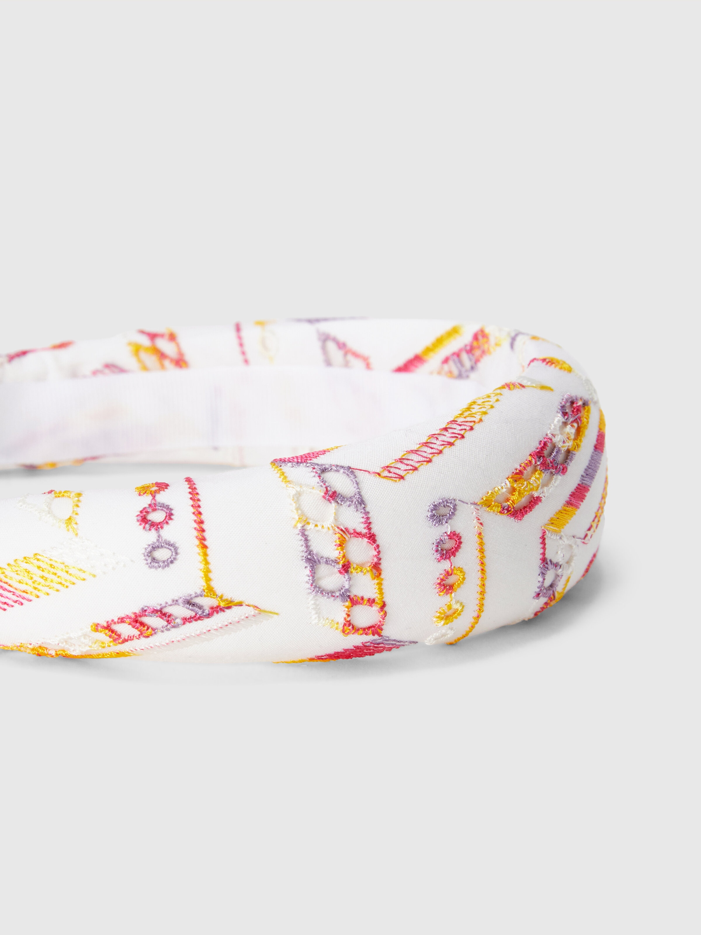 Cerchietto per capelli con ricamo zig zag, Bianco Multicolore   - 2