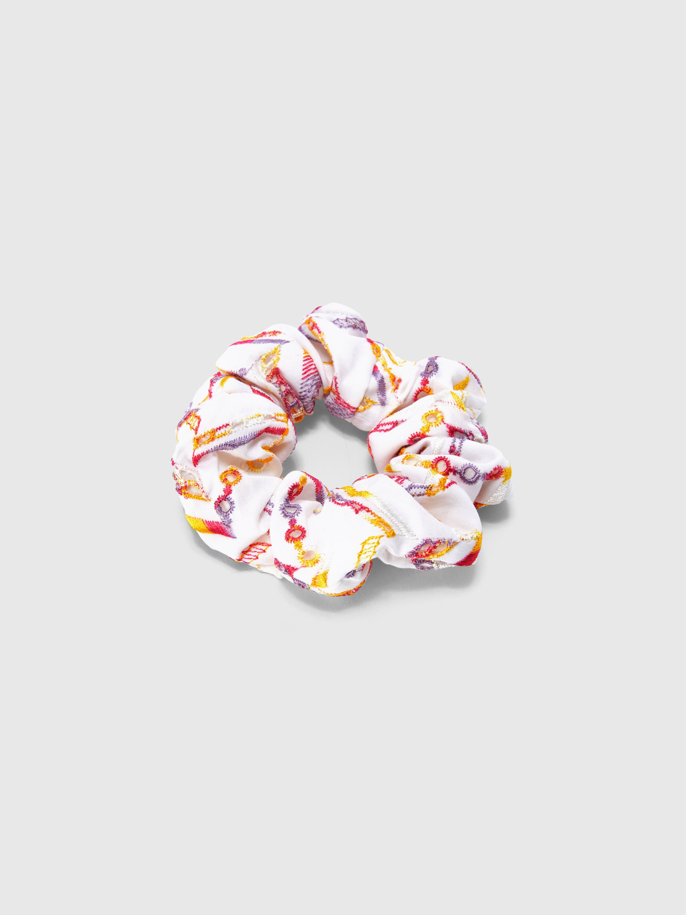 Scrunchie para el cabello con bordado zig zag, Blanco Multicolor   - 2