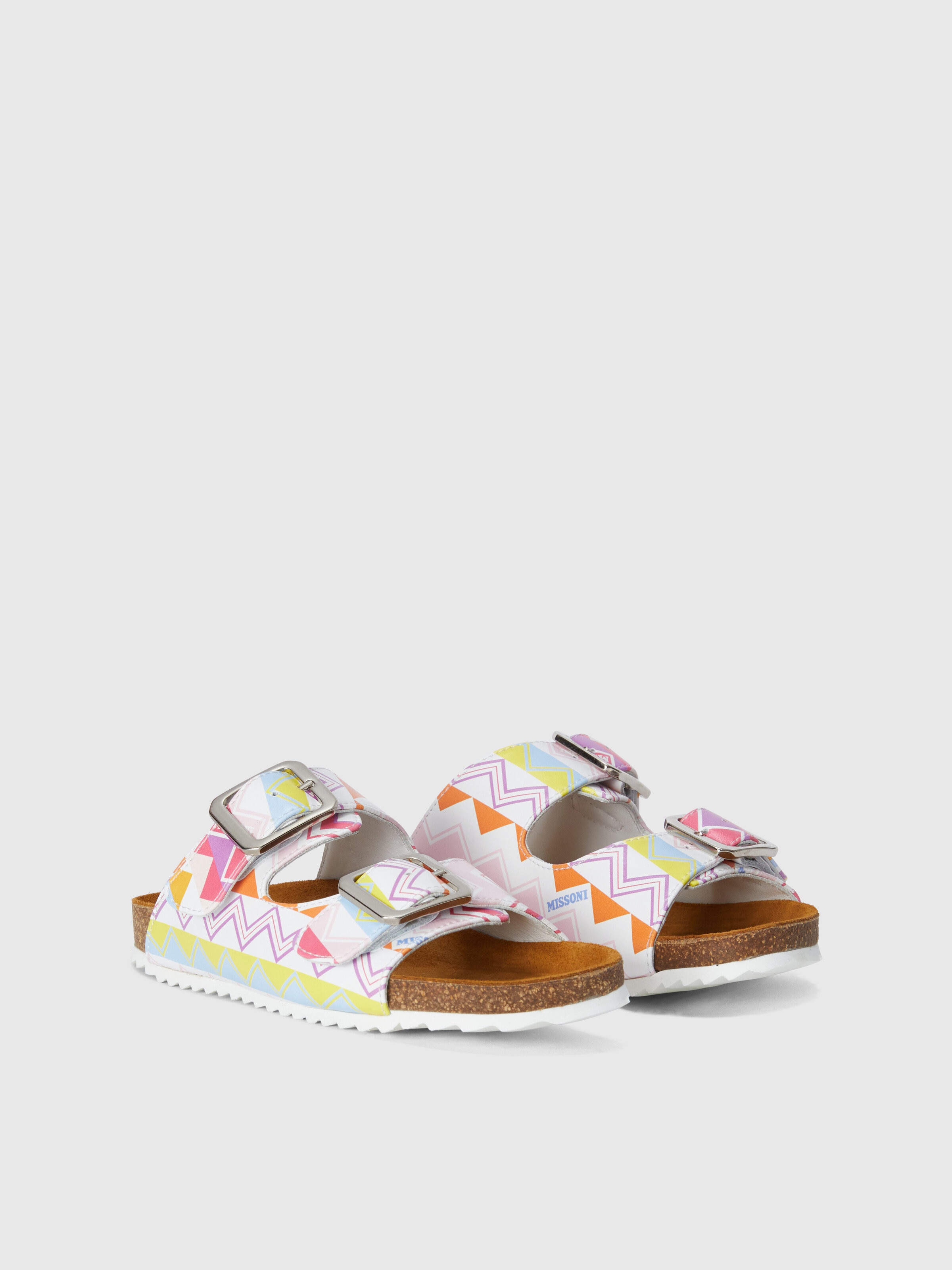 Sandals with double strap zig zag print, Multicoloured  - 1