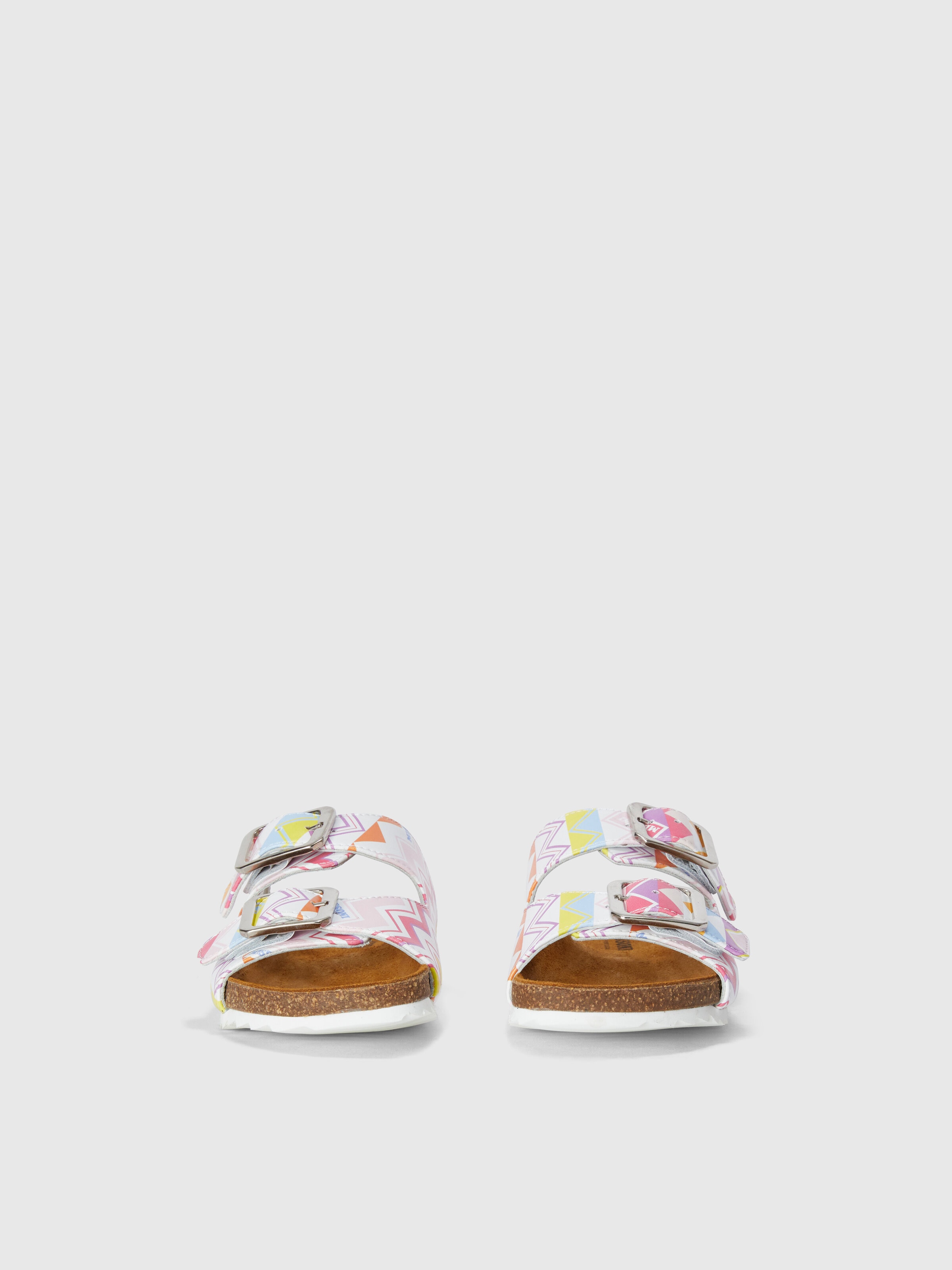 Sandals with double strap zig zag print, Multicoloured  - 2