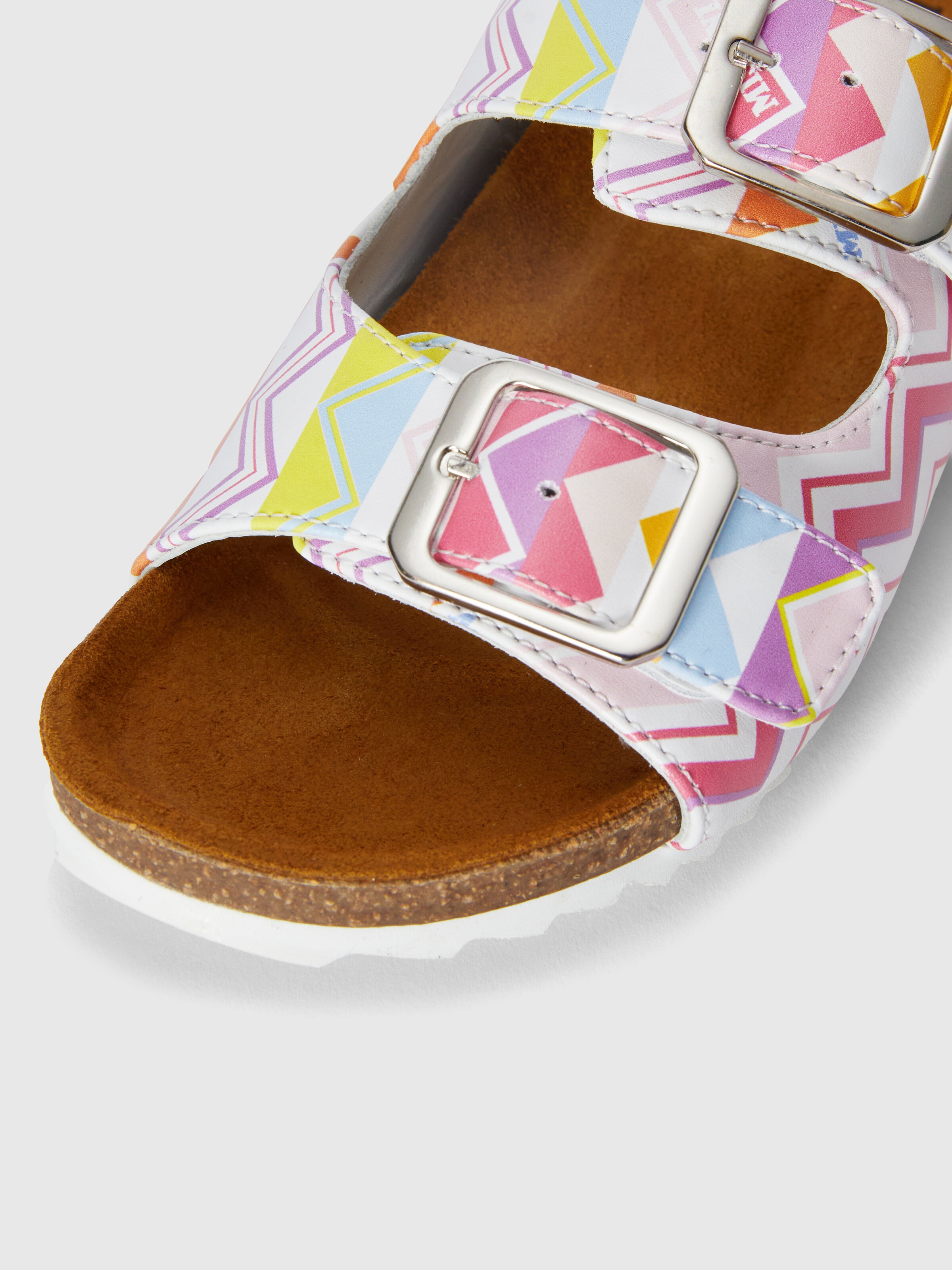 Sandals with double strap zig zag print, Multicoloured  - 3