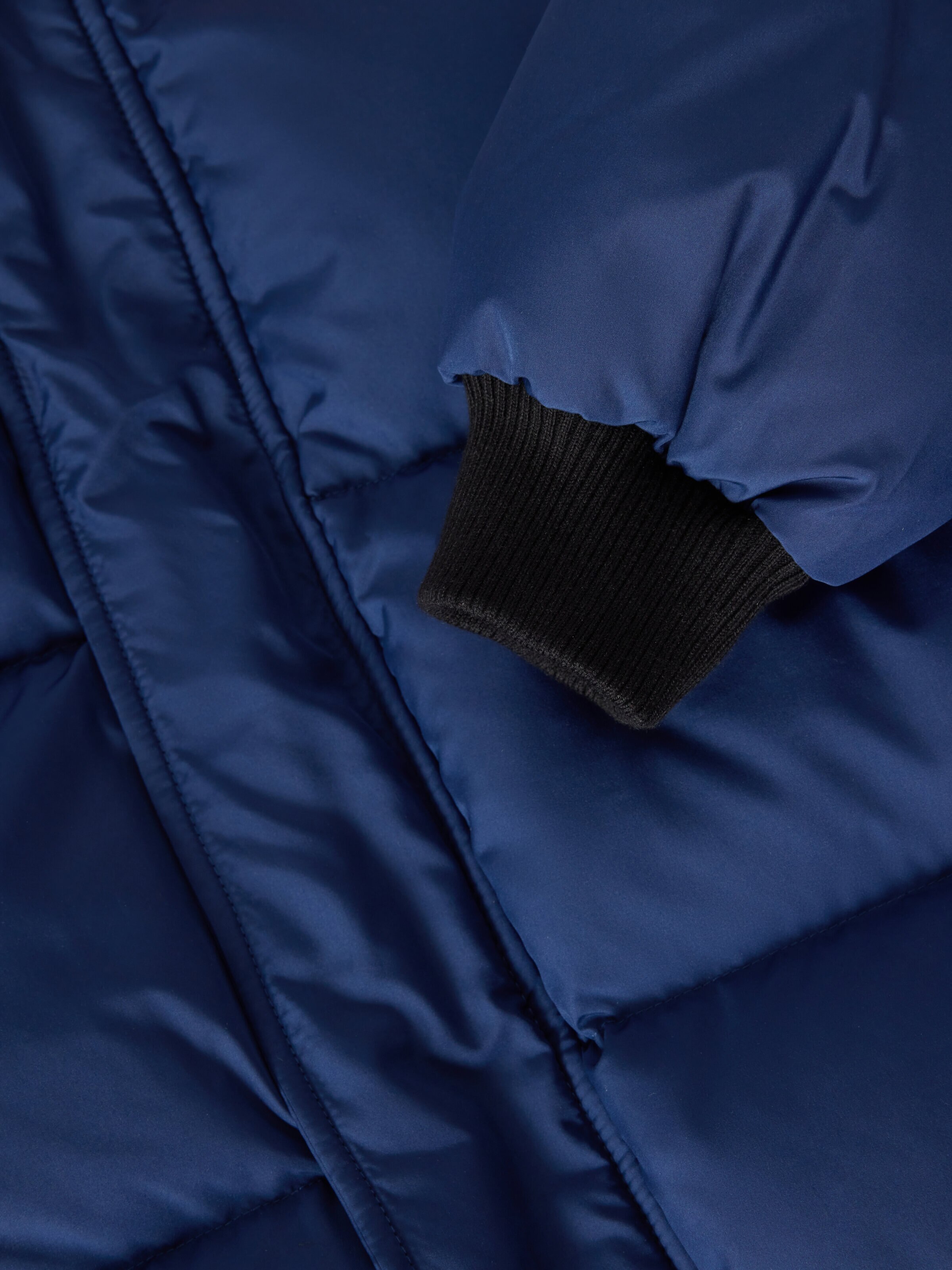 Hooded down jacket with zigzag inserts, Multicoloured  - 3