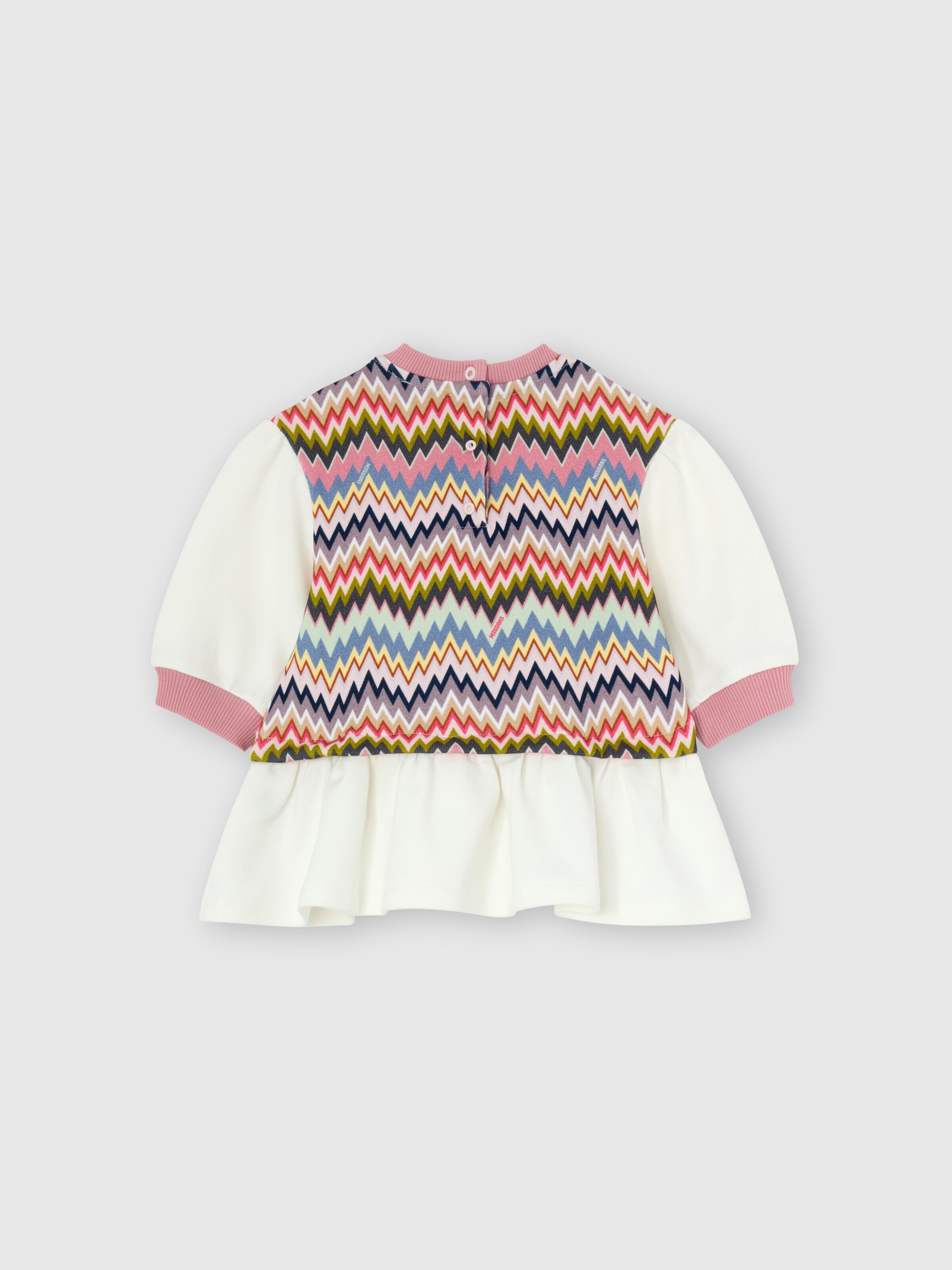 Cotton dress with zigzag inserts, Multicoloured  - 1