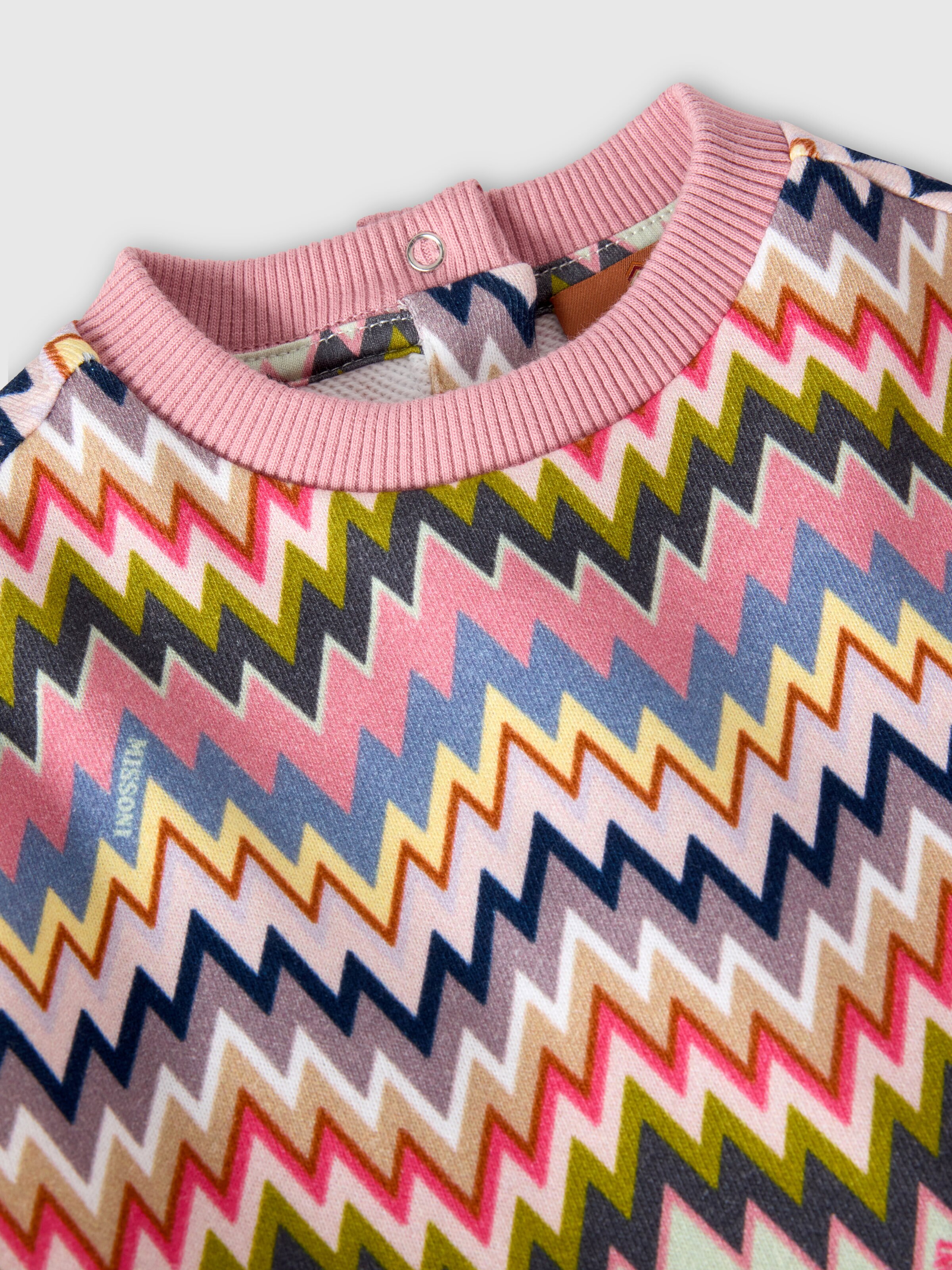 Cotton dress with zigzag inserts, Multicoloured  - 2