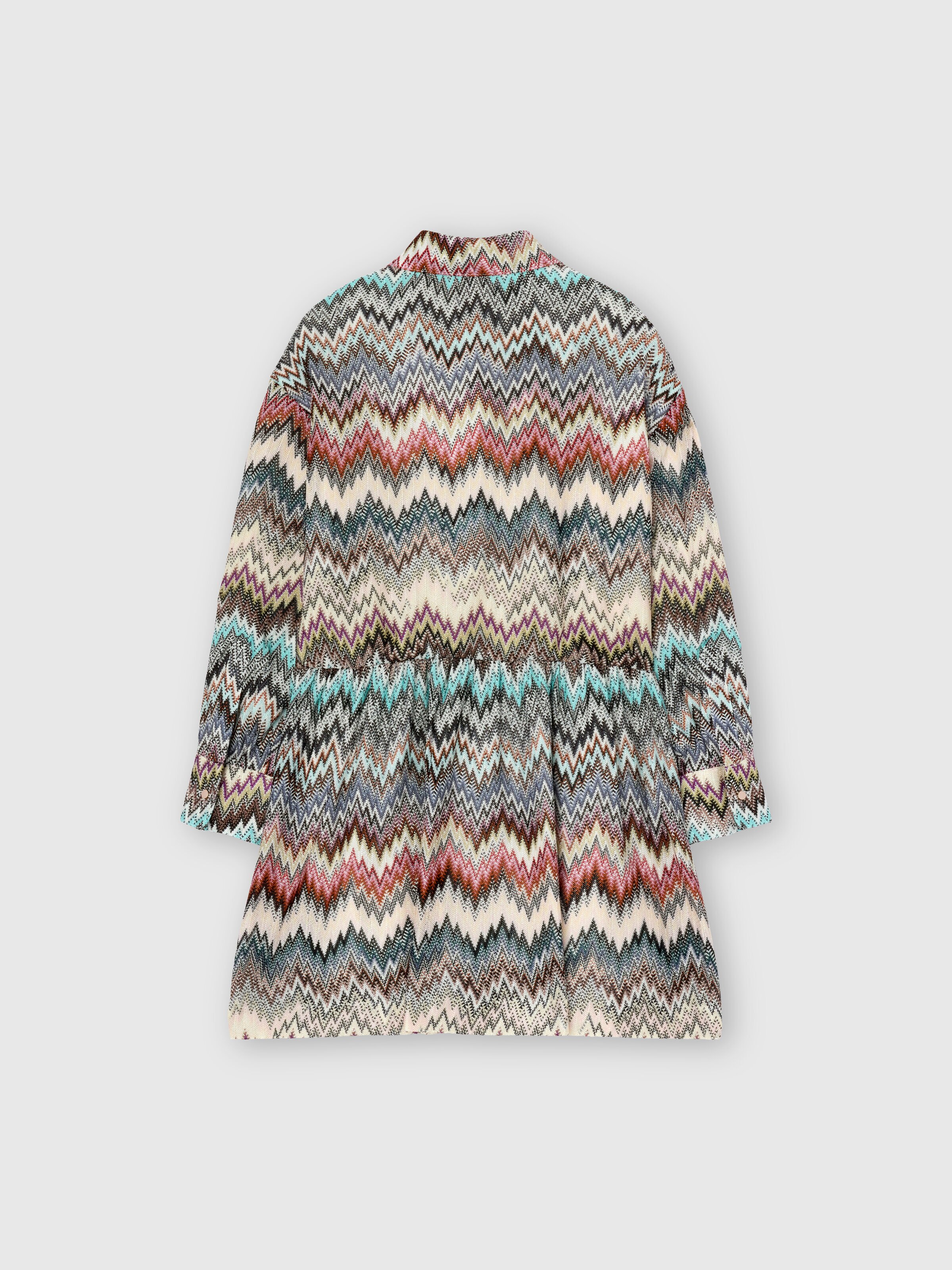 Viscose dress with zigzag pattern and flounce, Multicoloured  - 1