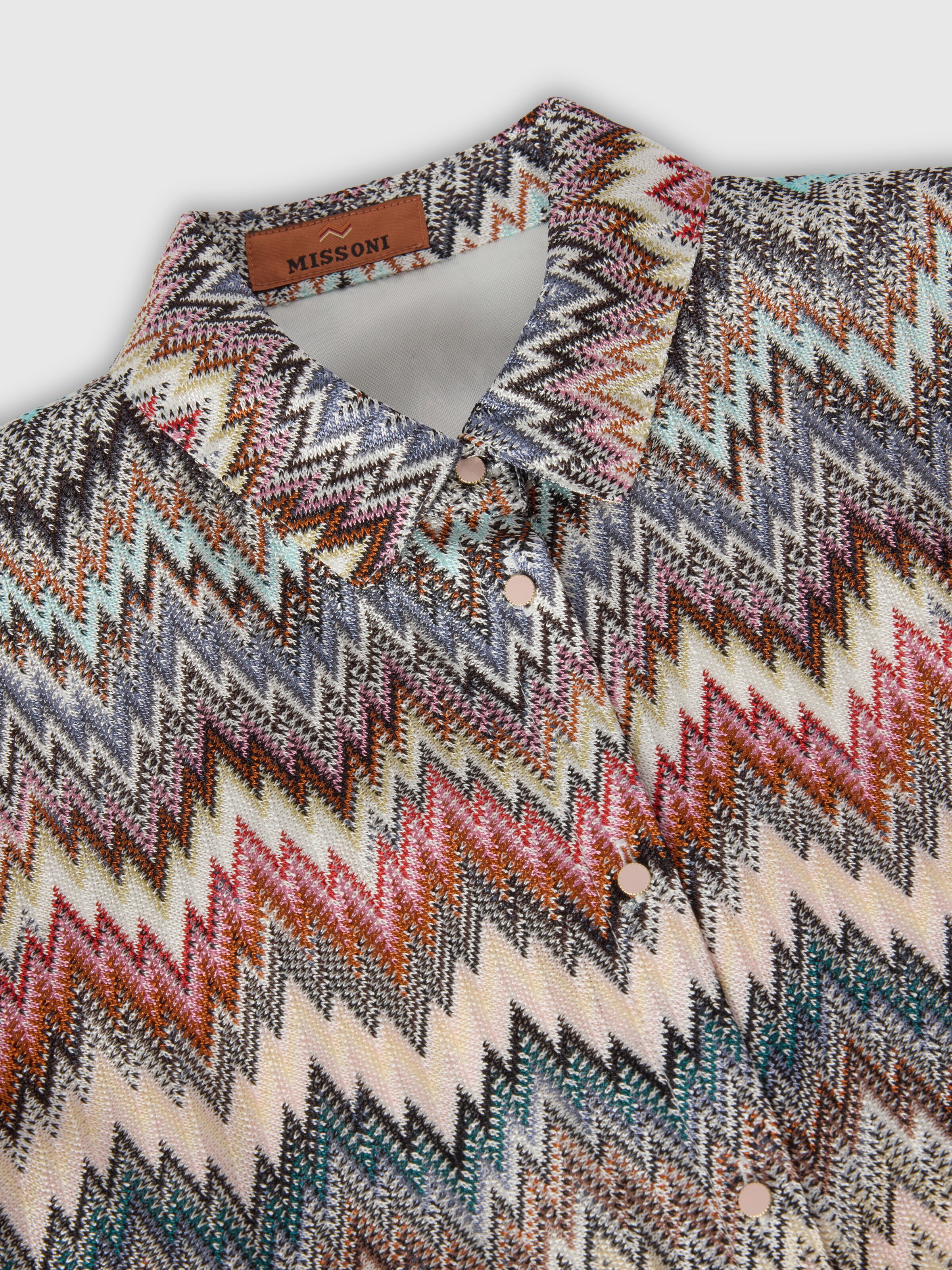 Viscose dress with zigzag pattern and flounce, Multicoloured  - 2