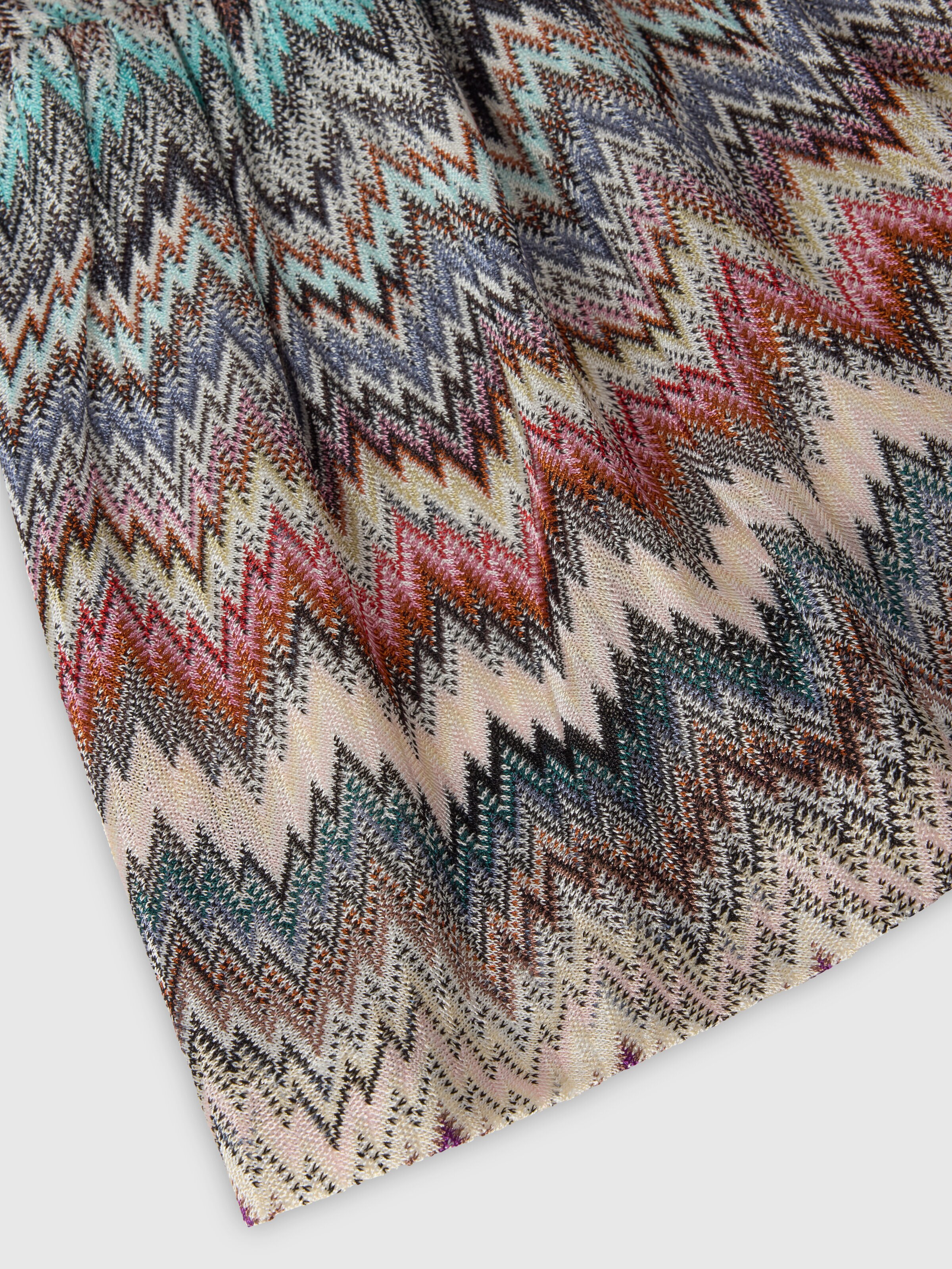 Viscose dress with zigzag pattern and flounce, Multicoloured  - 3