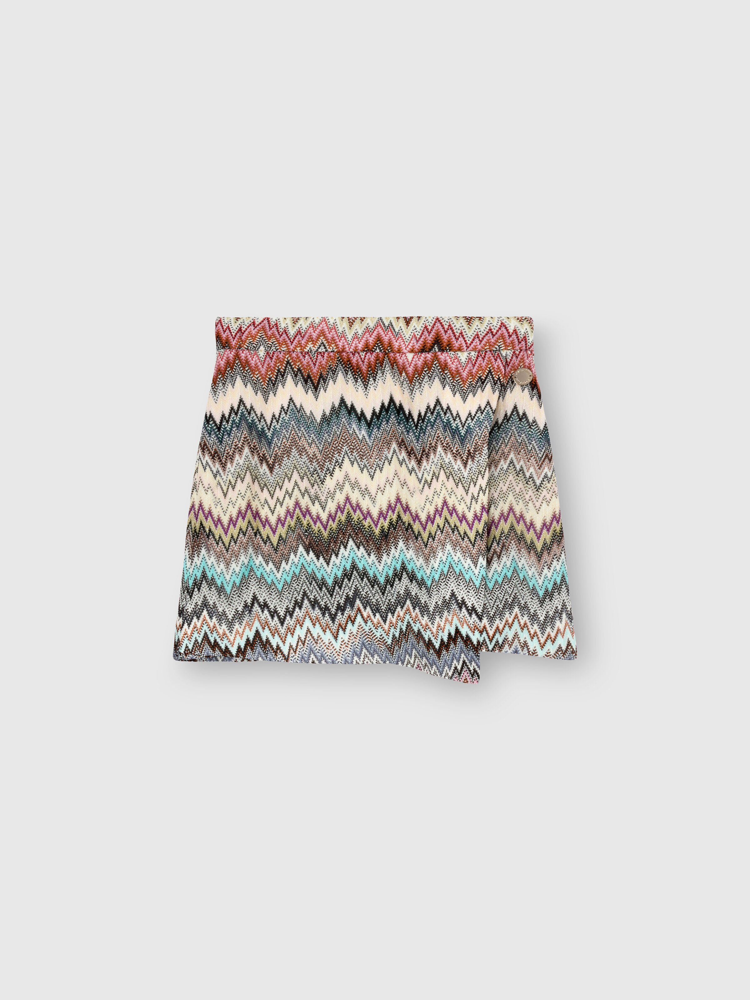 Viscose wrap skirt with zigzag pattern, Multicoloured  - 0