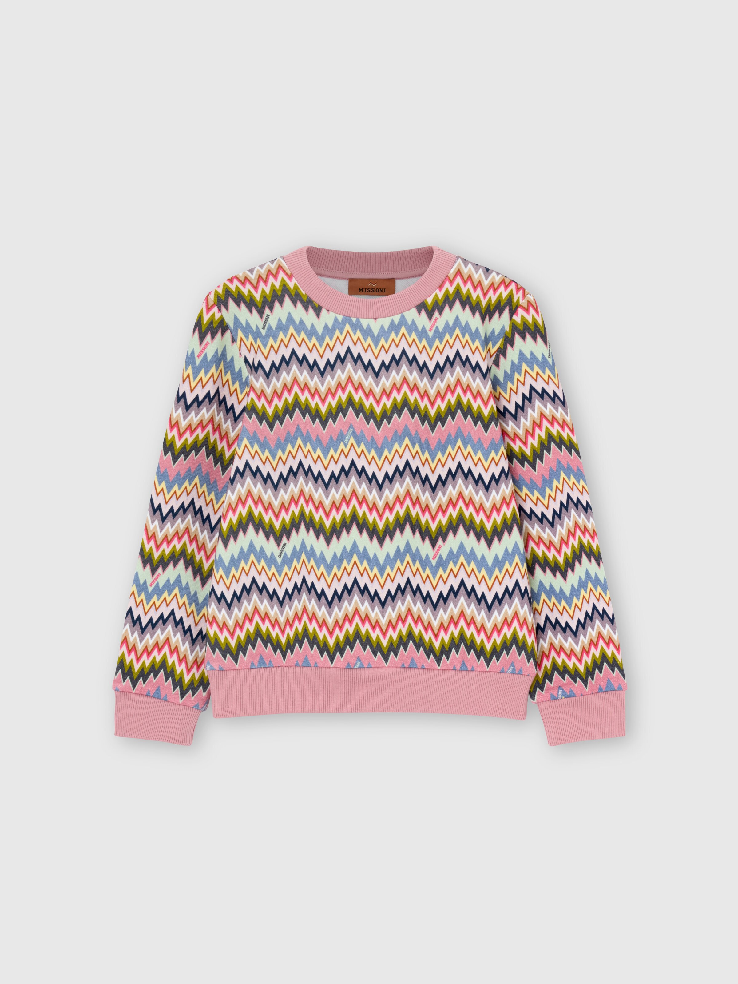 Crewneck sweatshirt in pure cotton, Multicoloured  - 0