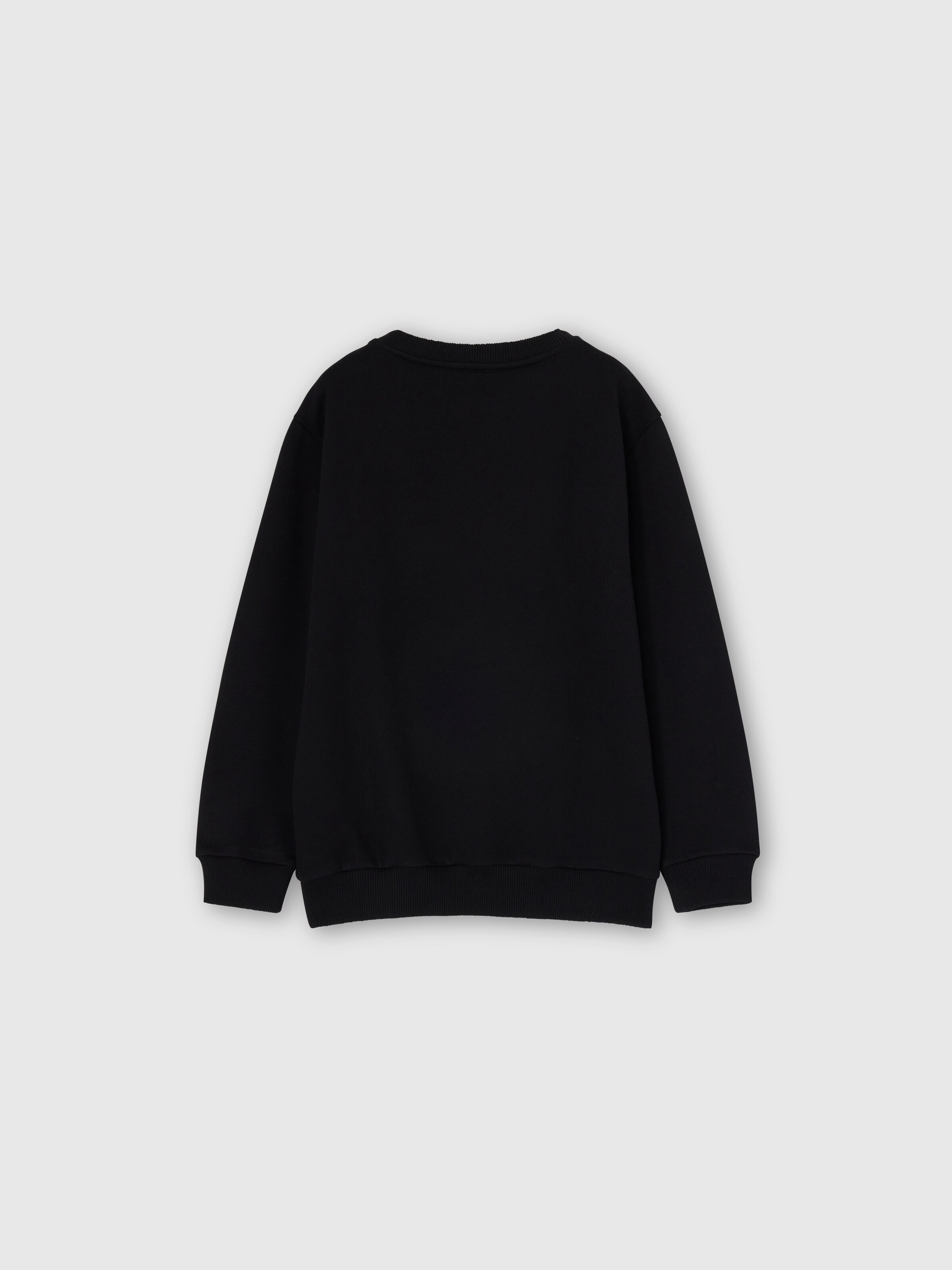 Cotton crewneck sweatshirt, Black - 1