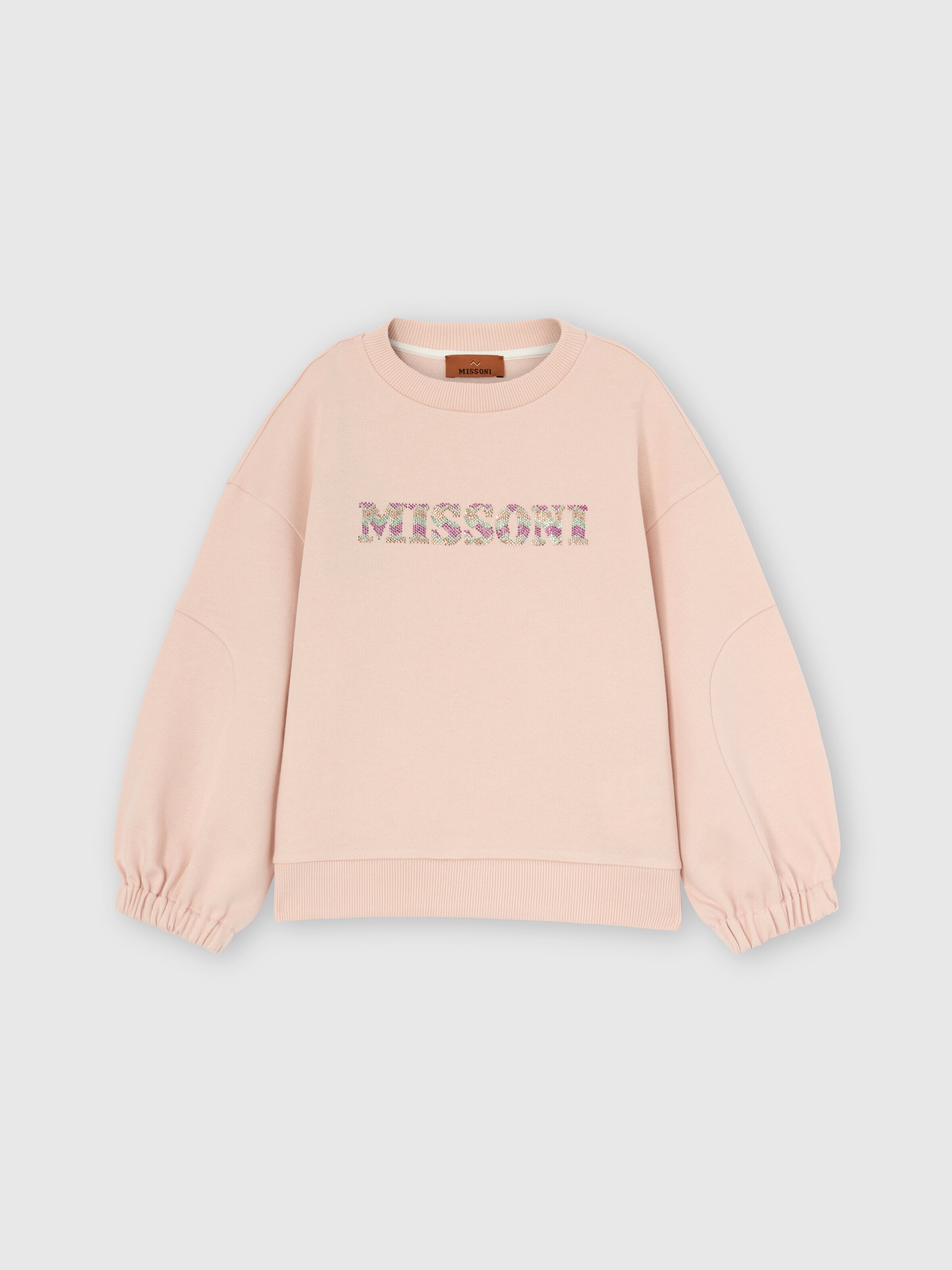 Crewneck sweatshirt in pure cotton, Pink  - 0