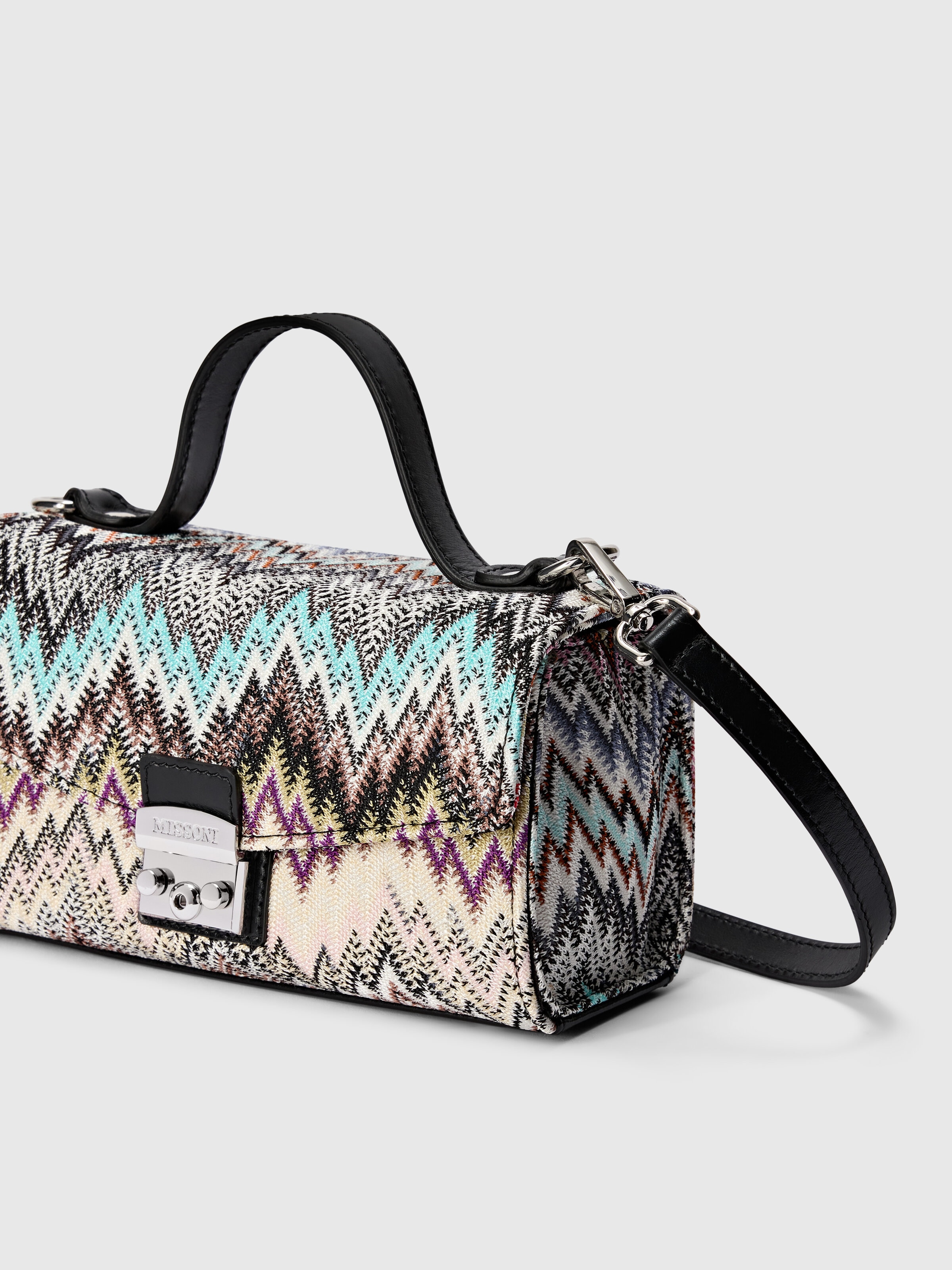 Shoulder bag in viscose, Multicoloured  - 2